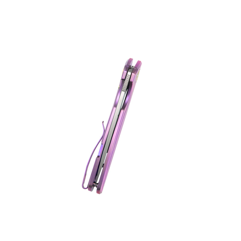 Tityus Frame Lock Flipper Folding Knife Purple 6AL4V Contoured Titanium Handle 3.39" Bead Blasted 14C28N KB360C