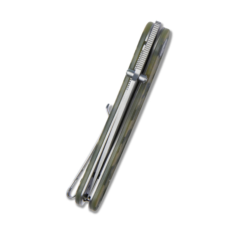 Momentum Sherif Manganas Design Liner Lock Front Flipper / Dual Studs Open Folding Knife Camo G10 Handle 3.43" Bead Blasted D2 KU344D