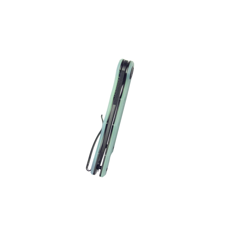 Mizo Liner Lock Flipper Folding Knife Jade G10 Handle 3.15" Blackwashed AUS-10 KU312G