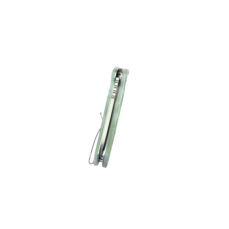 Creon Small Pocket Knife with Button Lock Camo G10 Handle 2.87" Beadblasted AUS-10 KU336J
