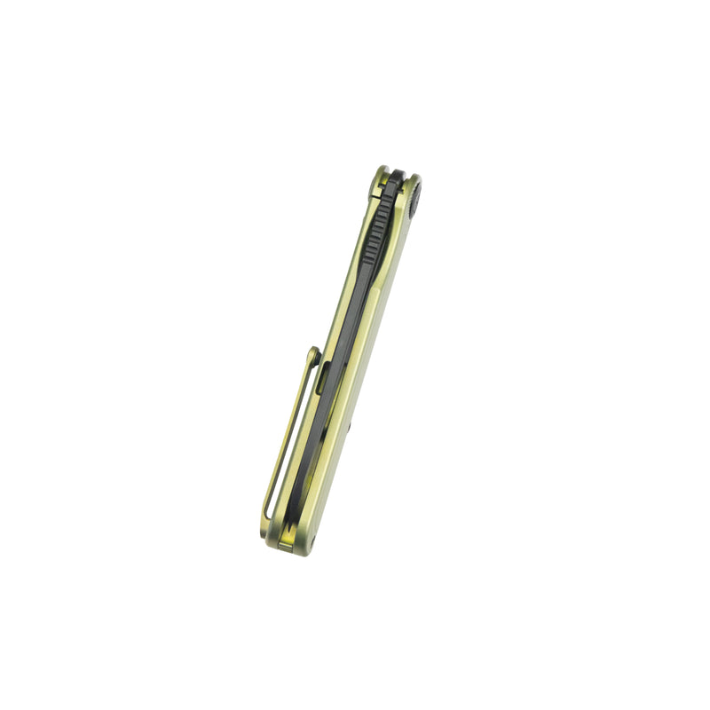 Dandy Frame Lock Gentlemans Pocket Folding Knife Anodized Gold Ti Handle 3.94" Blackwash S90V KB247E