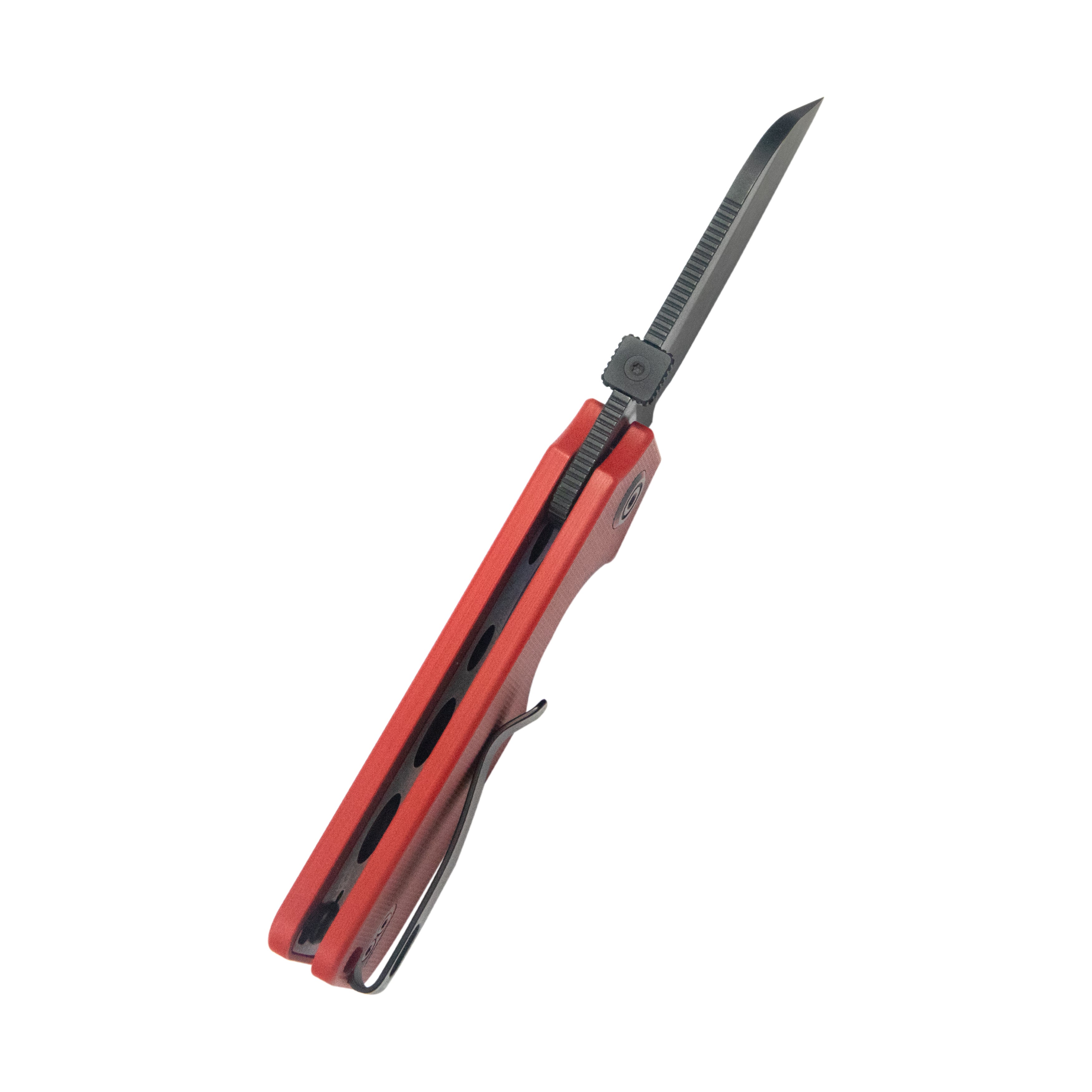 Boxer Liner Lock Flipper Folding Knife Red G10 Handle 3.1" Blackwash 14C28N KU407D