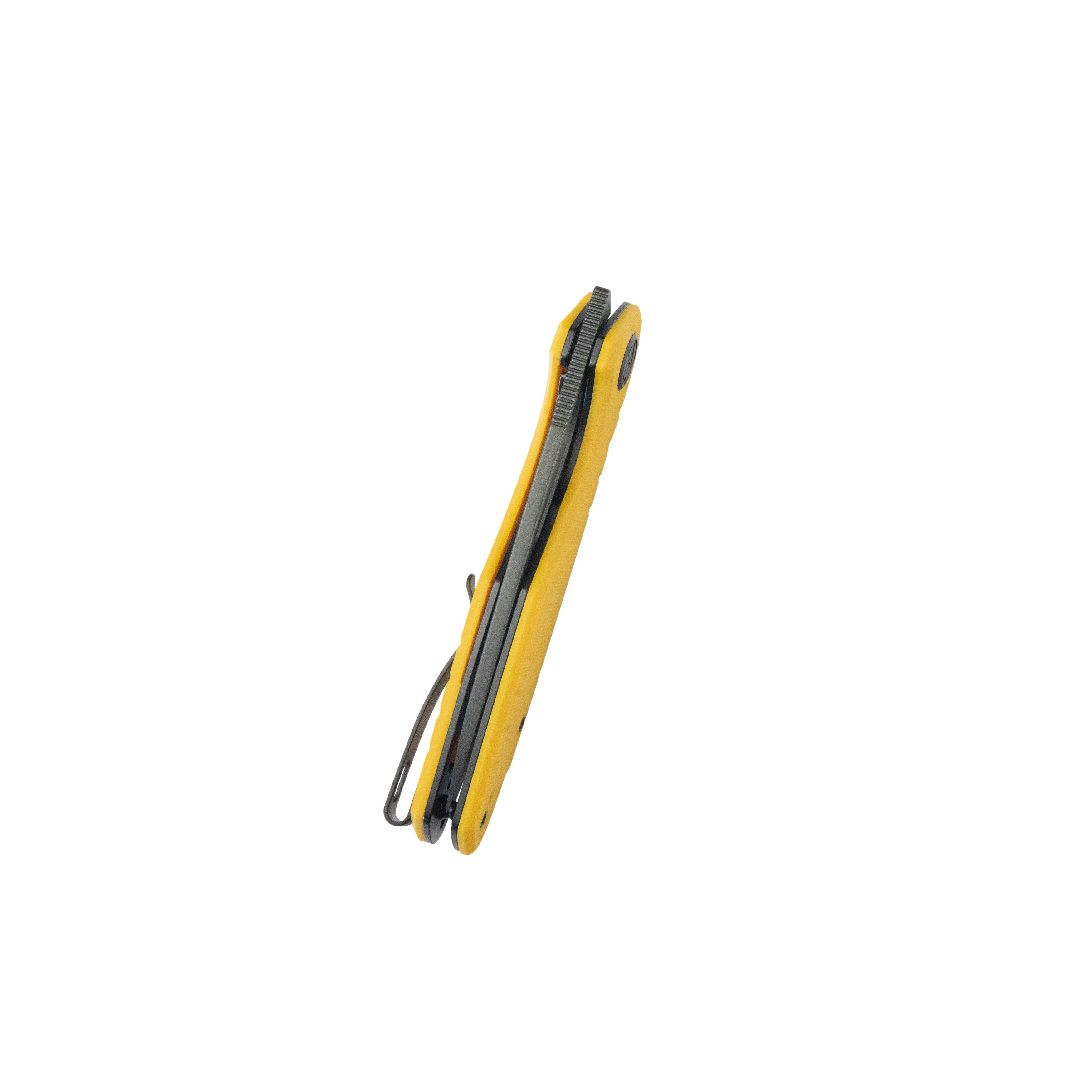 Doris Liner Lock Front Flipper Folding Knife Yellow G10 Handle 3.27" Blackwash Finish 14C28N KU324G