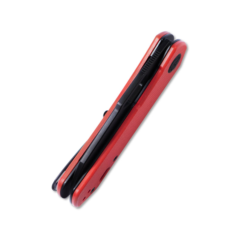 Duroc Liner Lock Flipper Folding Knife Red G10 Handle 2.91" Dark Stonewashed D2 KU332C