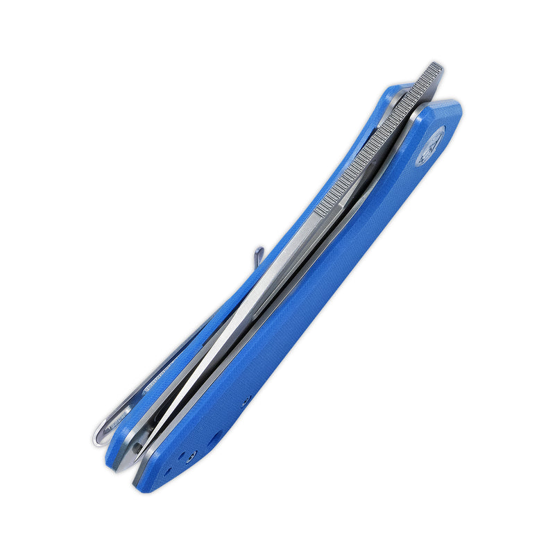 Thalia Front Flipper EDC Pocket Folding Knife Blue G10 Handle 3.27" Bead Blasted D2 KU331B