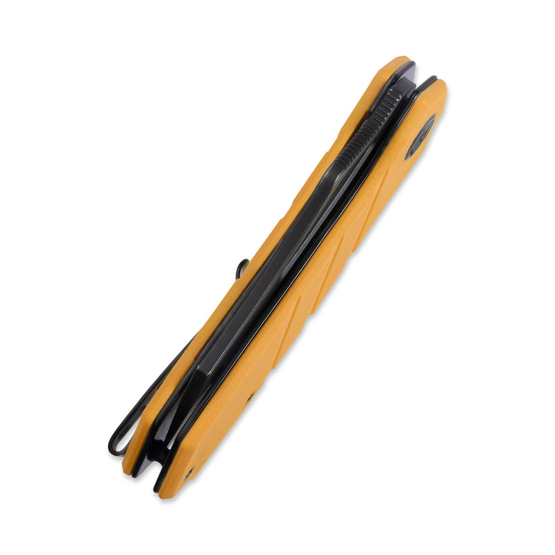 Ceyx Liner Lock Flipper Folding Knife Yellow G10 Handle 2.95" Darkwashed D2 KU335C