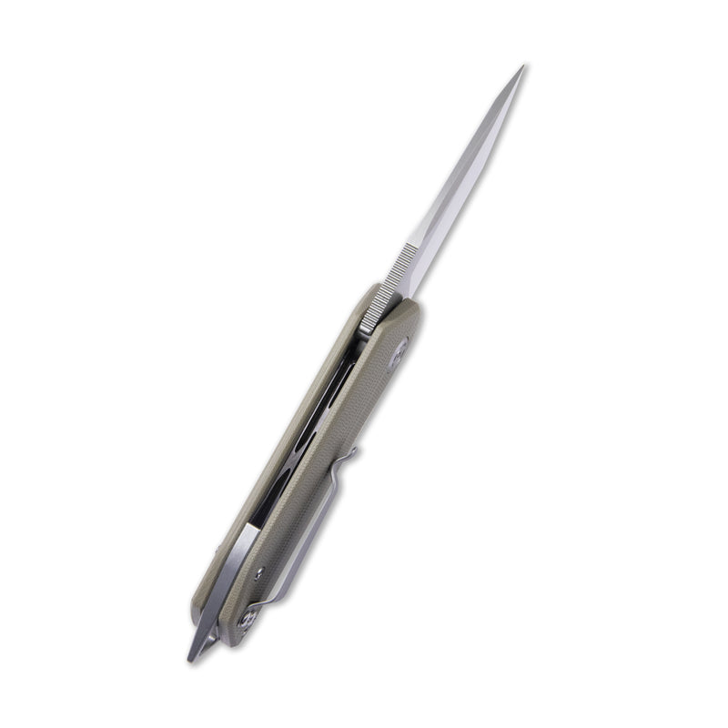 Campe Nest Liner Lock EDC Flipper Knife Striped Khaki G10 Handle 2.36"Bead Blasted D2 KU203G