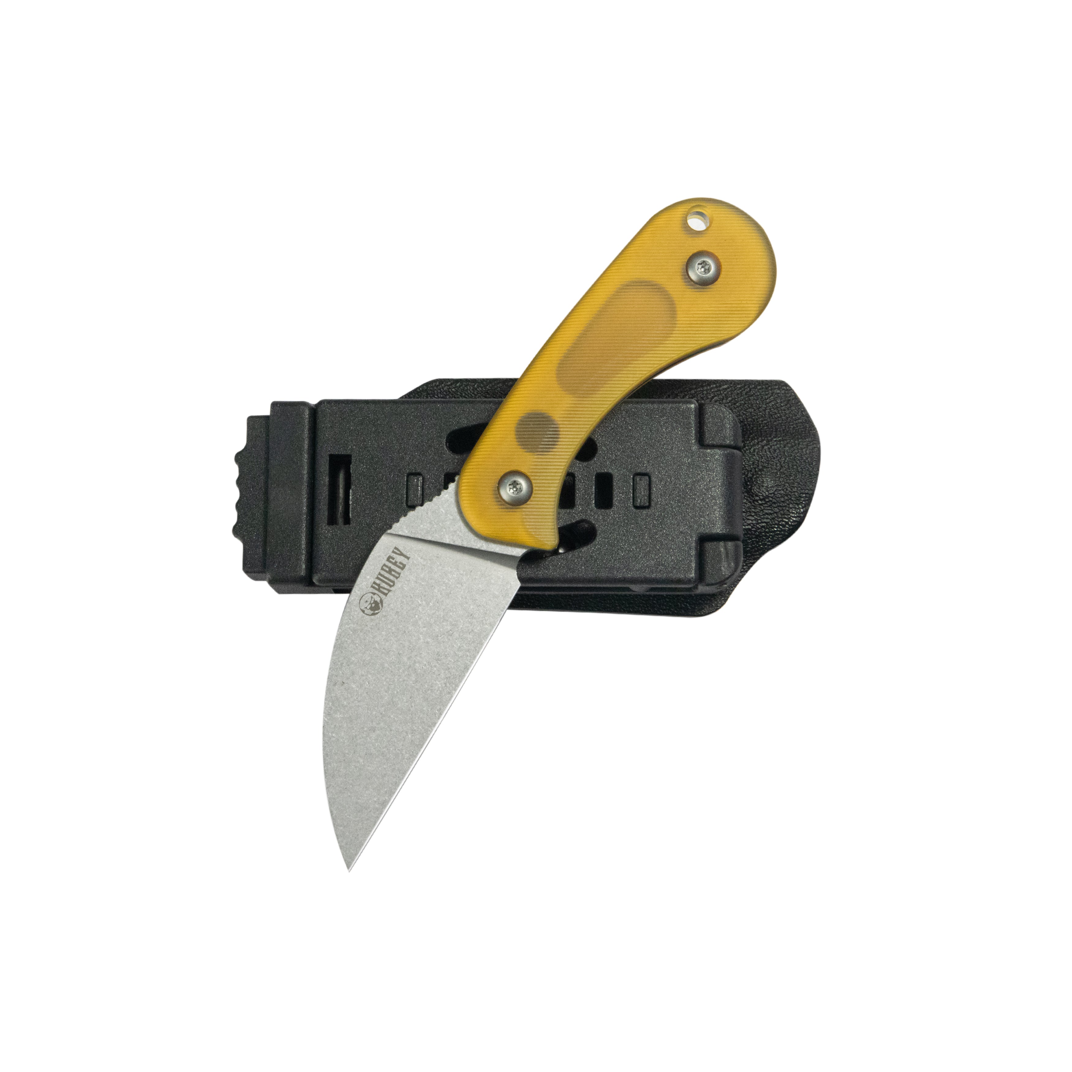 Kubey Pixie Fixed Blade Knife Ultem Handle 2.36" Beadblast 14C28N Blade KU424C