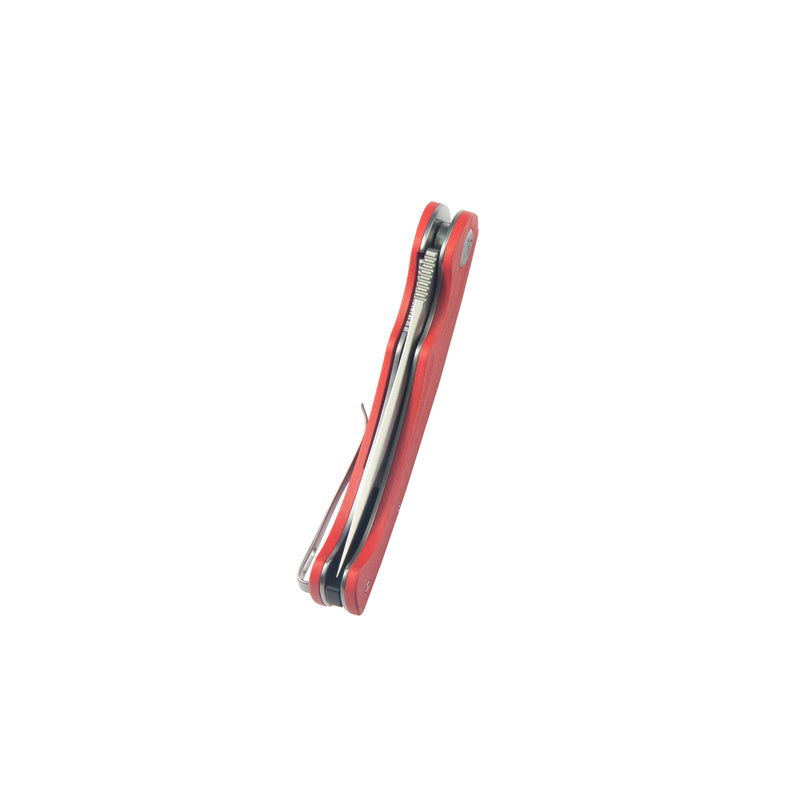 Scimitar Tanto Liner Lock Hunting Folding Knife Red G10 Handle 3.46" Beadblast 14C28N KU175E