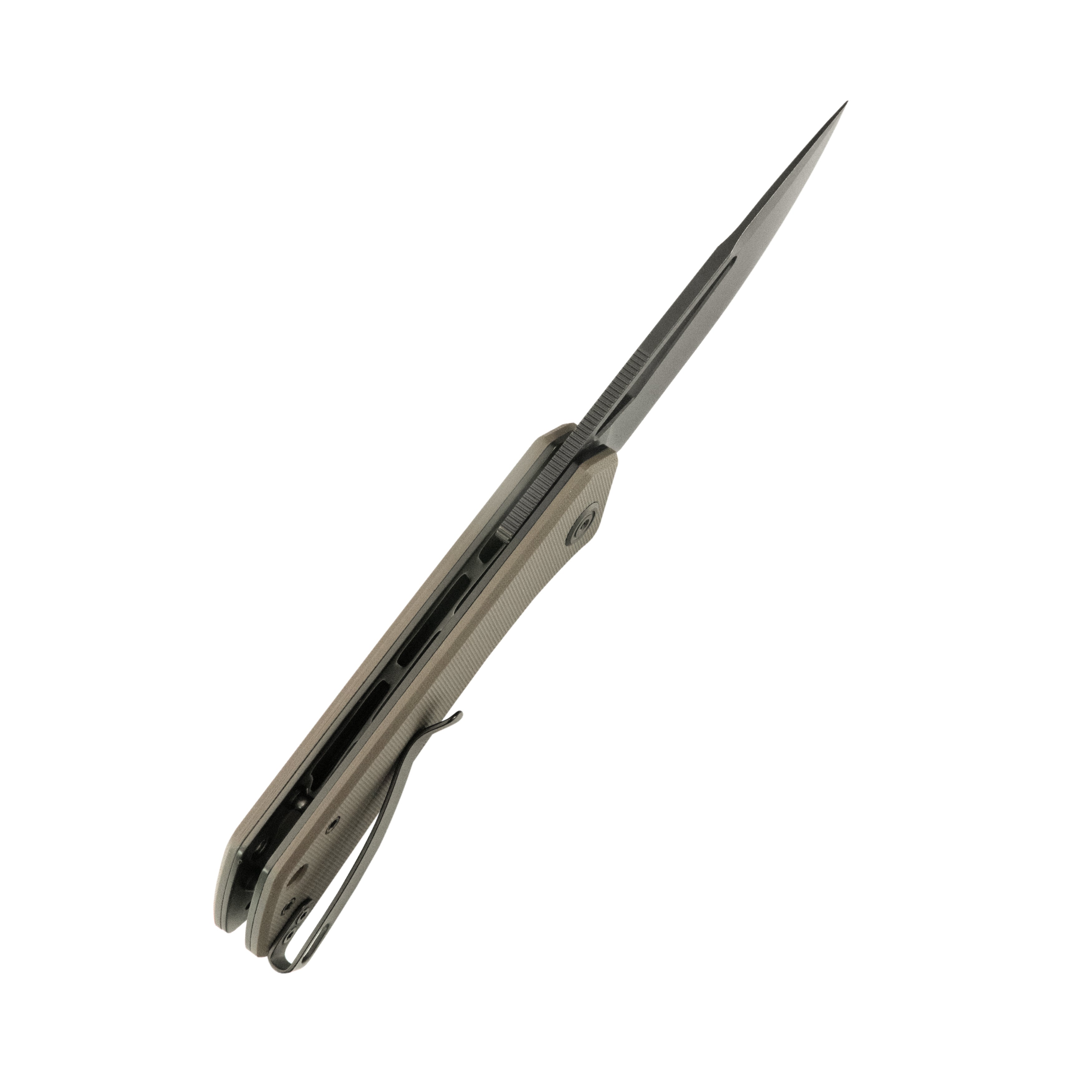 Kubey Thalia Front Flipper EDC Pocket Folding Knife Tan G10 Handle 3.27" Blackwash 14C28N KU331U