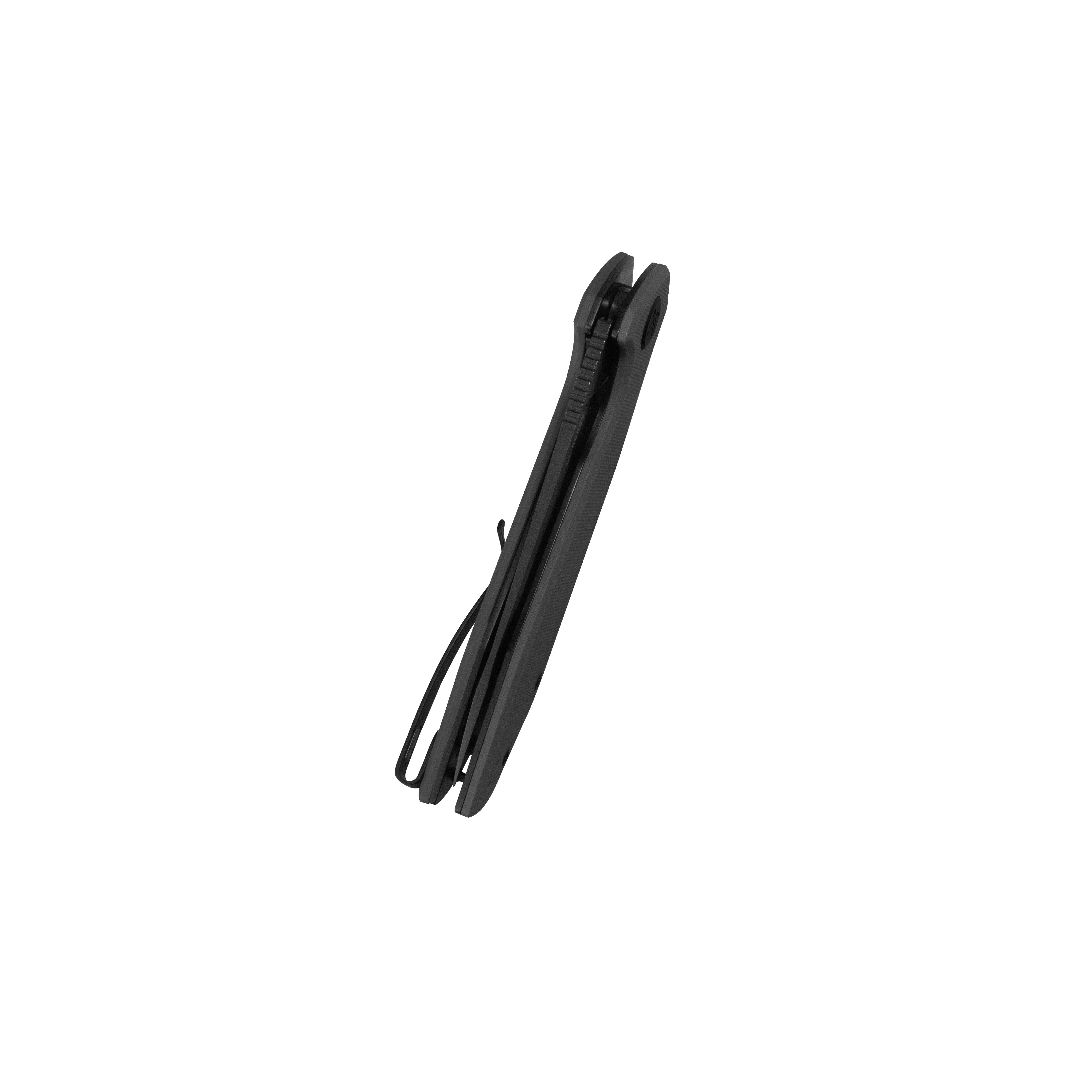 Kubey Nova Liner Lock Flipper Folding Pocket Knife Black G-10 Handle Blackwash 14C28N KU117Q
