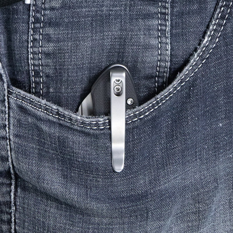 Creon Small Pocket Knife with Button Lock Black G10 Handle 2.87" Beadblasted AUS-10 KU336E