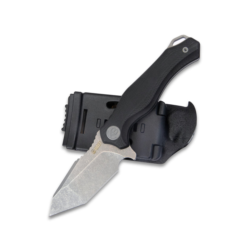Golf  EDC Fixed Blade Knife Black G-10 Handle 3.07" Stonewashed AUS-10 with Kydex Sheath KU230E
