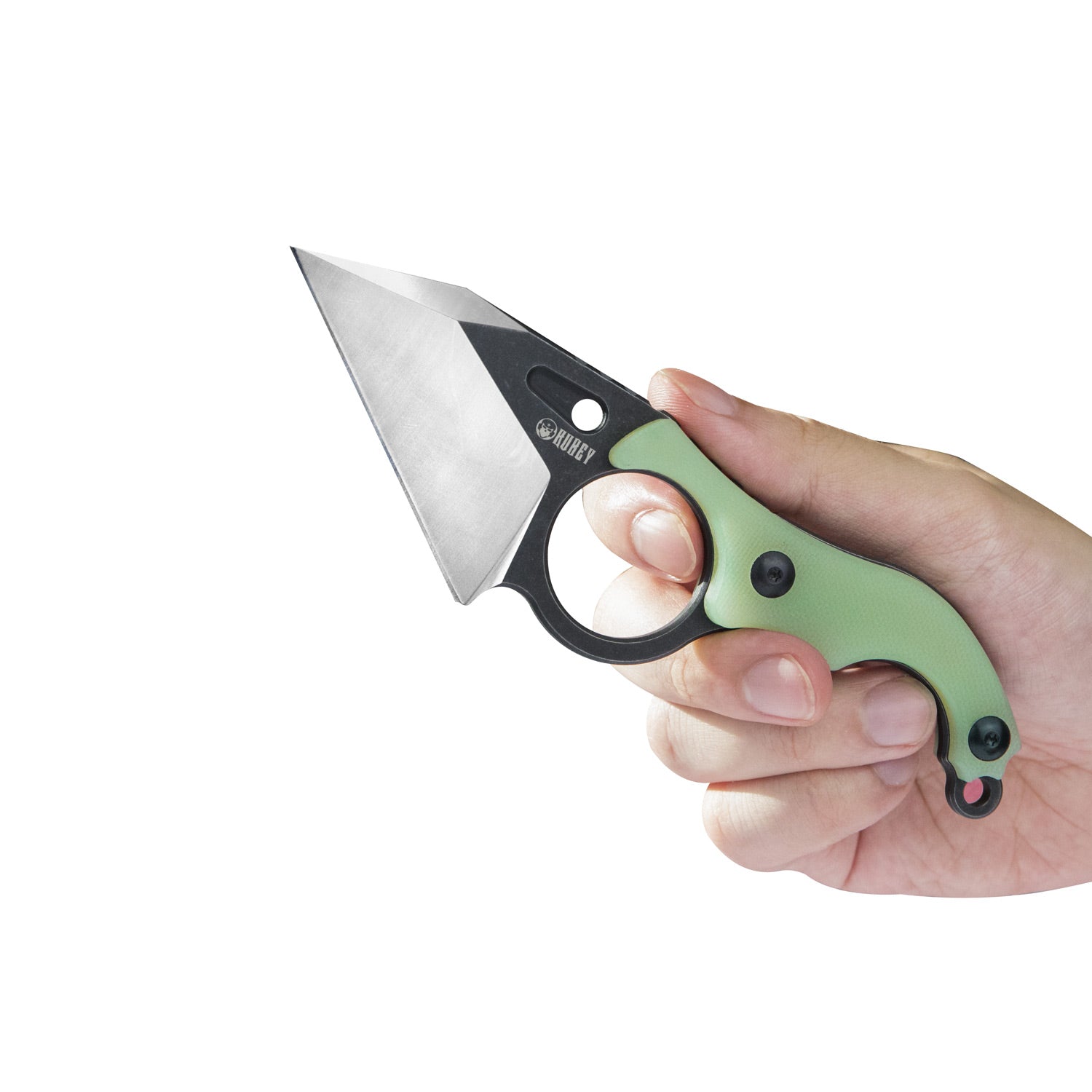Hippocam EDC Fixed Blade Knife Jade G10 Handle 2.3" Satin D2 KU166B