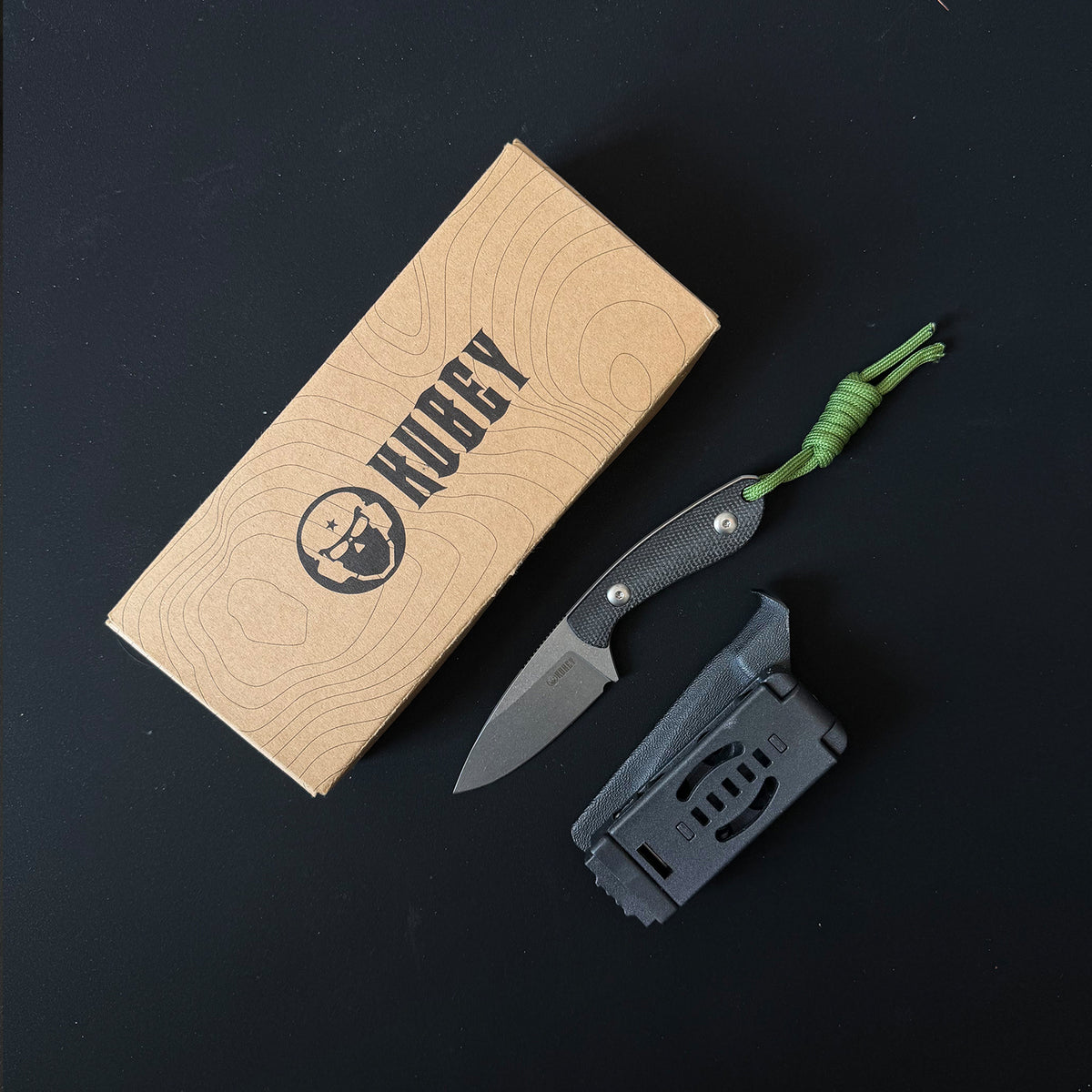 Kubey Bloom Hunting Knives Fixed Blade Knife  Black Coarse Micarta Handle 2.60" Beadblast 14C28N Blade KU411A