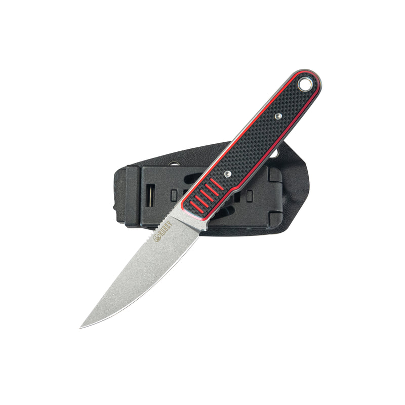JL Drop Point Fixie Every Day Carry Fixed Blade Knife Red Black G-10 3.11'' Drop Point Beadblast 14C28N KU356D