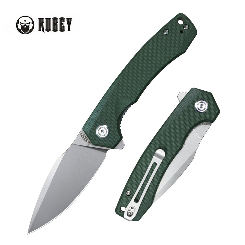 Calyce Liner Lock Flipper Folding Knife Green G10 Handle 3.27" Bead Blasted AUS-10 KU901N