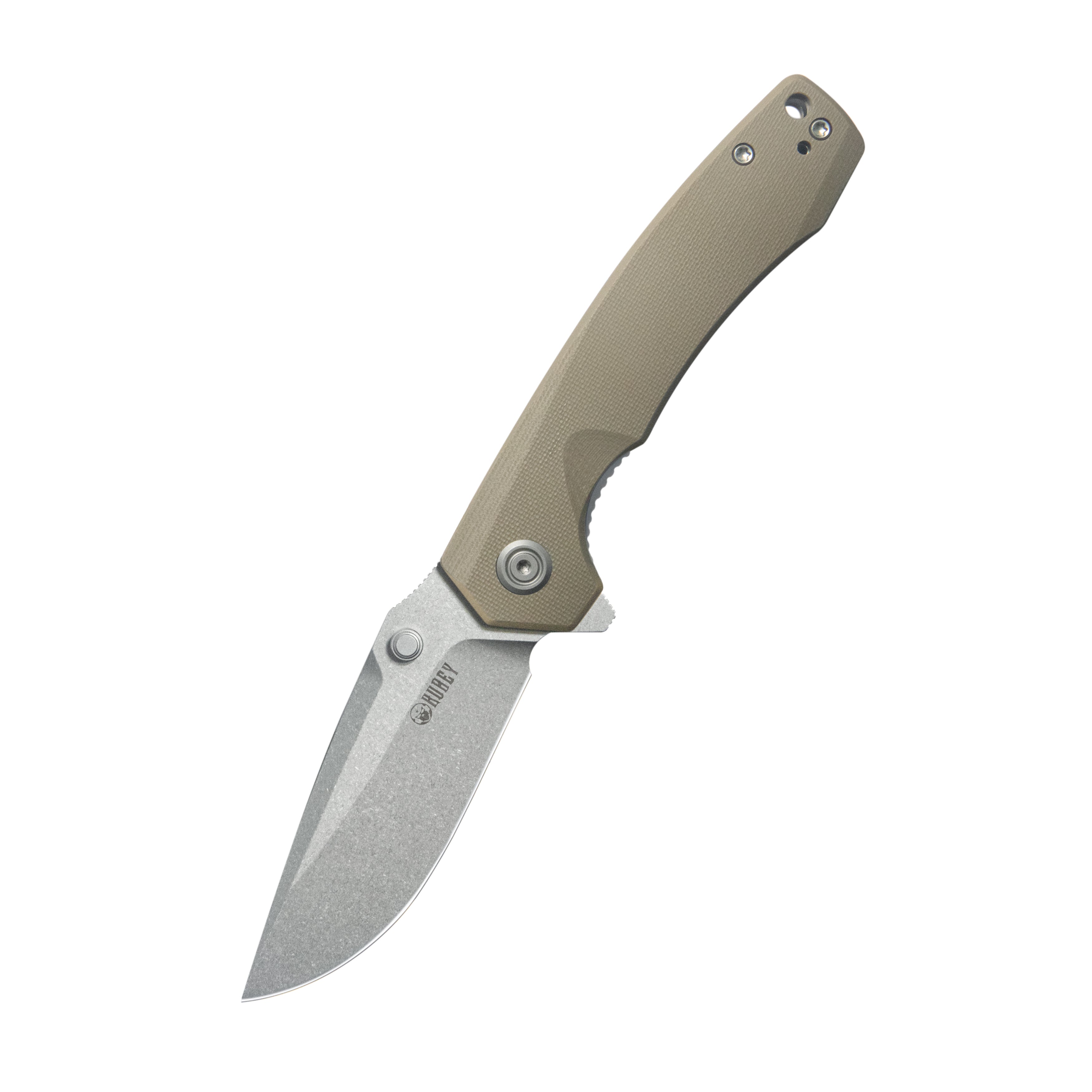 Calyce Liner Lock Flipper Folding Knife Tan G10 Handle 3.27" Bead Blasted 14c28n KU901P