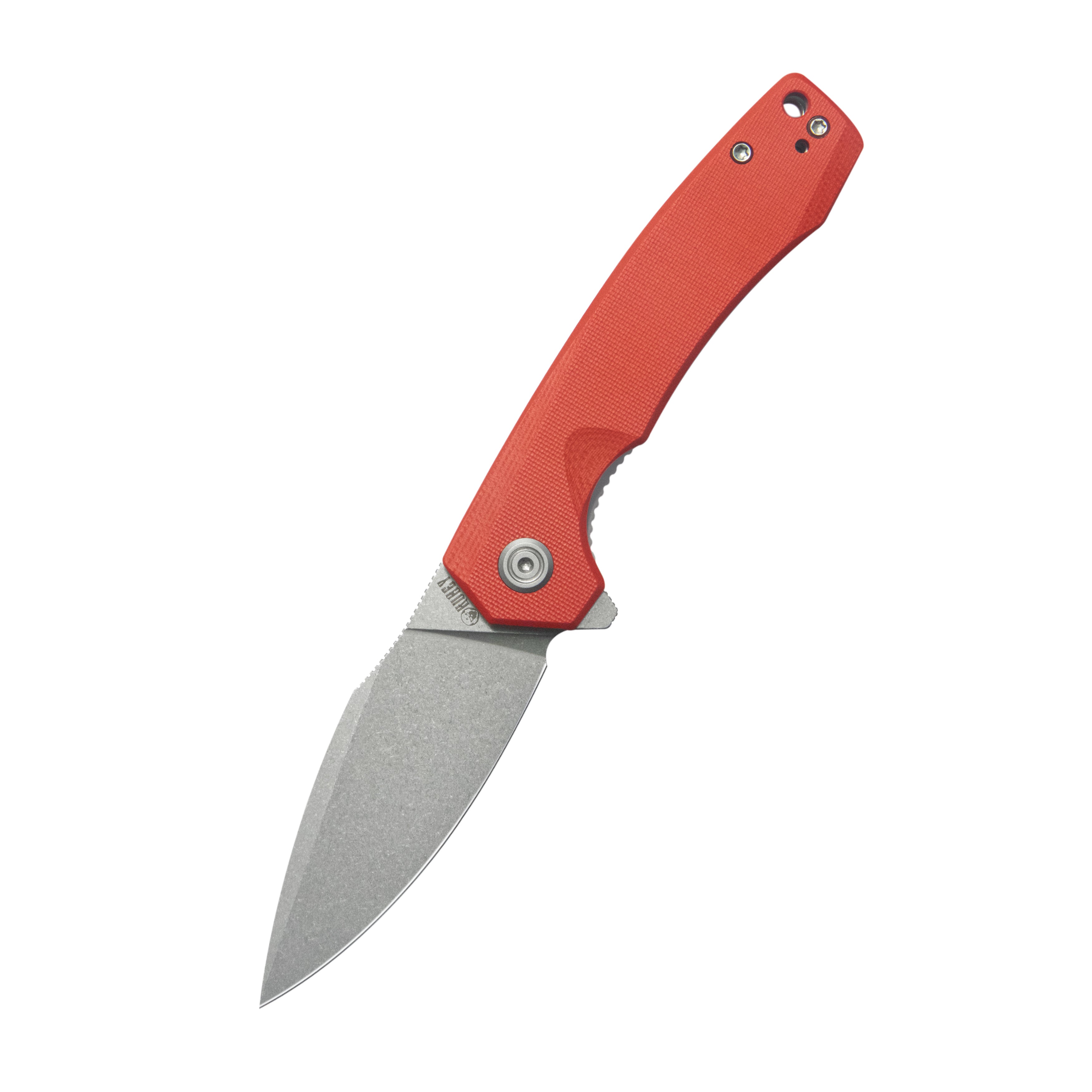 Calyce Liner Lock Flipper Folding Knife Red G10 Handle 3.27" Bead Blasted 14c28n KU901V
