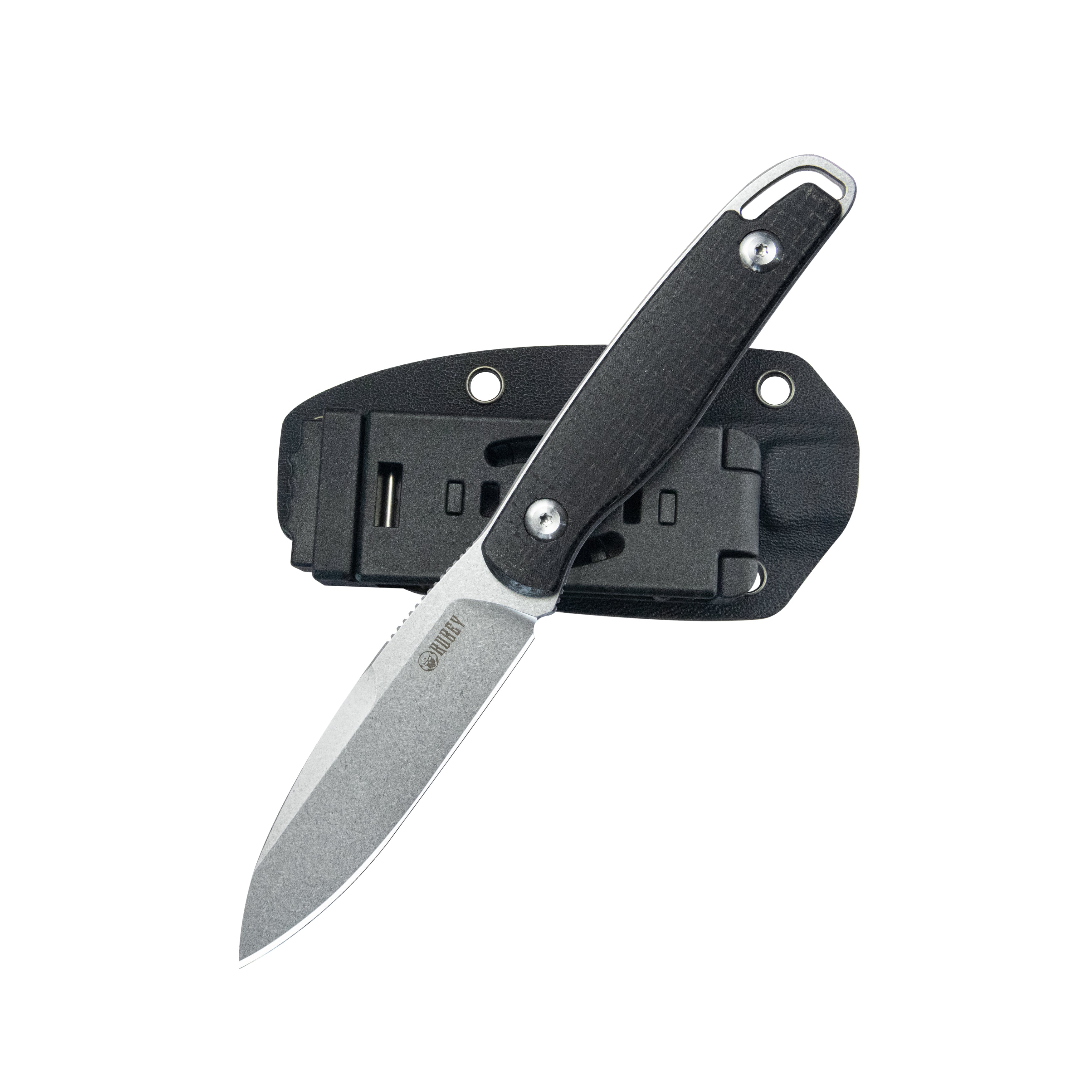 Kubey Dust Devil Utility Knife Fixed Blade Knives Black Coarse Micarta