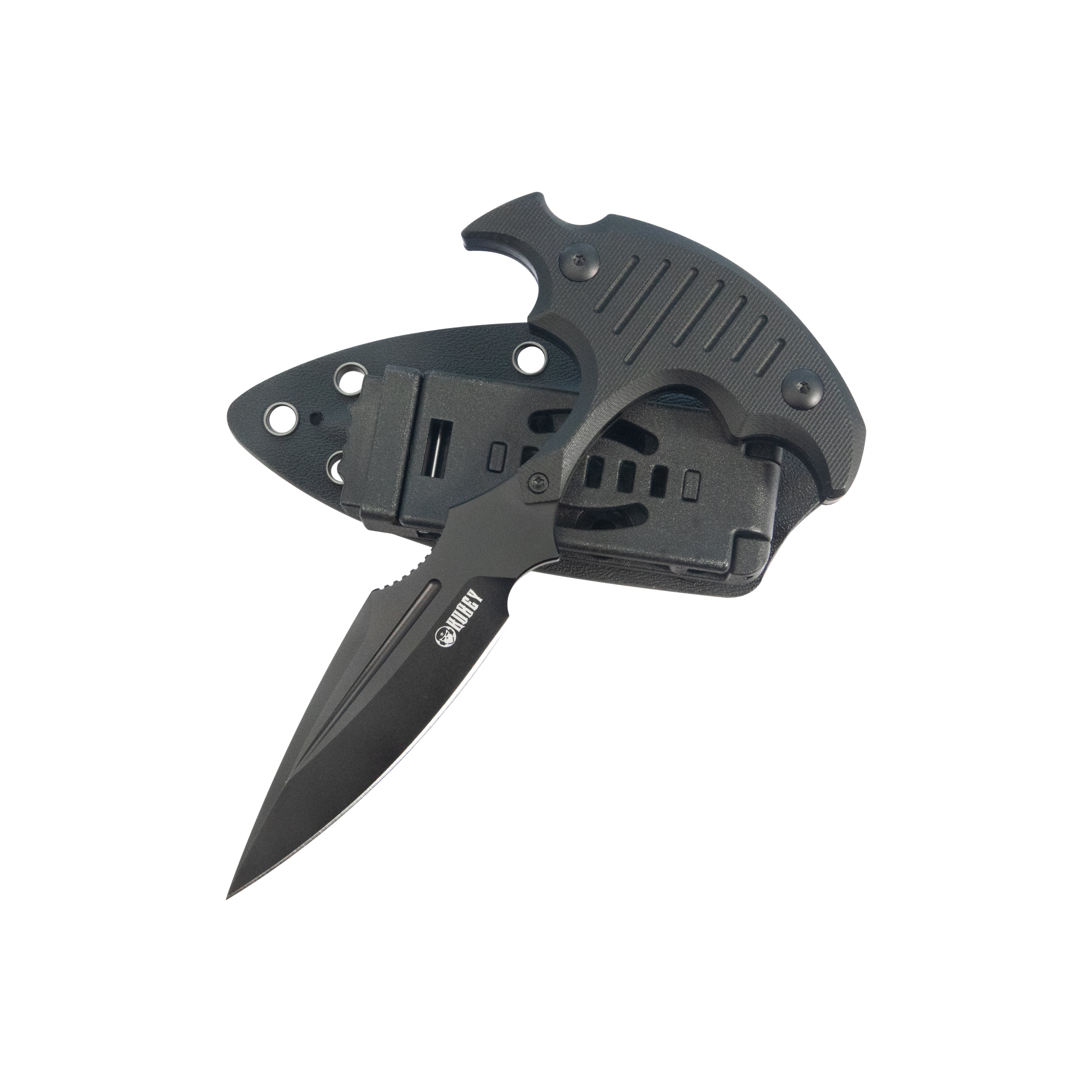 Medusa Push Dagger Fixed Blade Outdoor Knives w/ Kydex Sheath Black G-10 Black Coating 14C28N KU242C