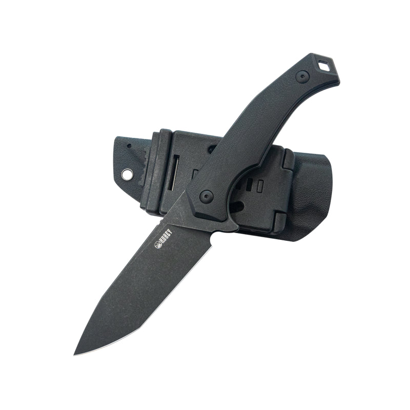 Swordfish Outdoor Fixed Blade Knife Black G10 Handle 4.1" Blackwash AUS-10 KU184F