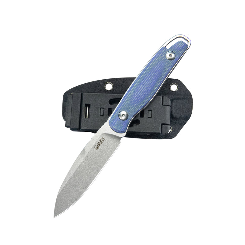 Dust Devil Utility Knife Fixed Blade Knives Blue Micarta 3.23'' Beadblast 14C28N KU357D