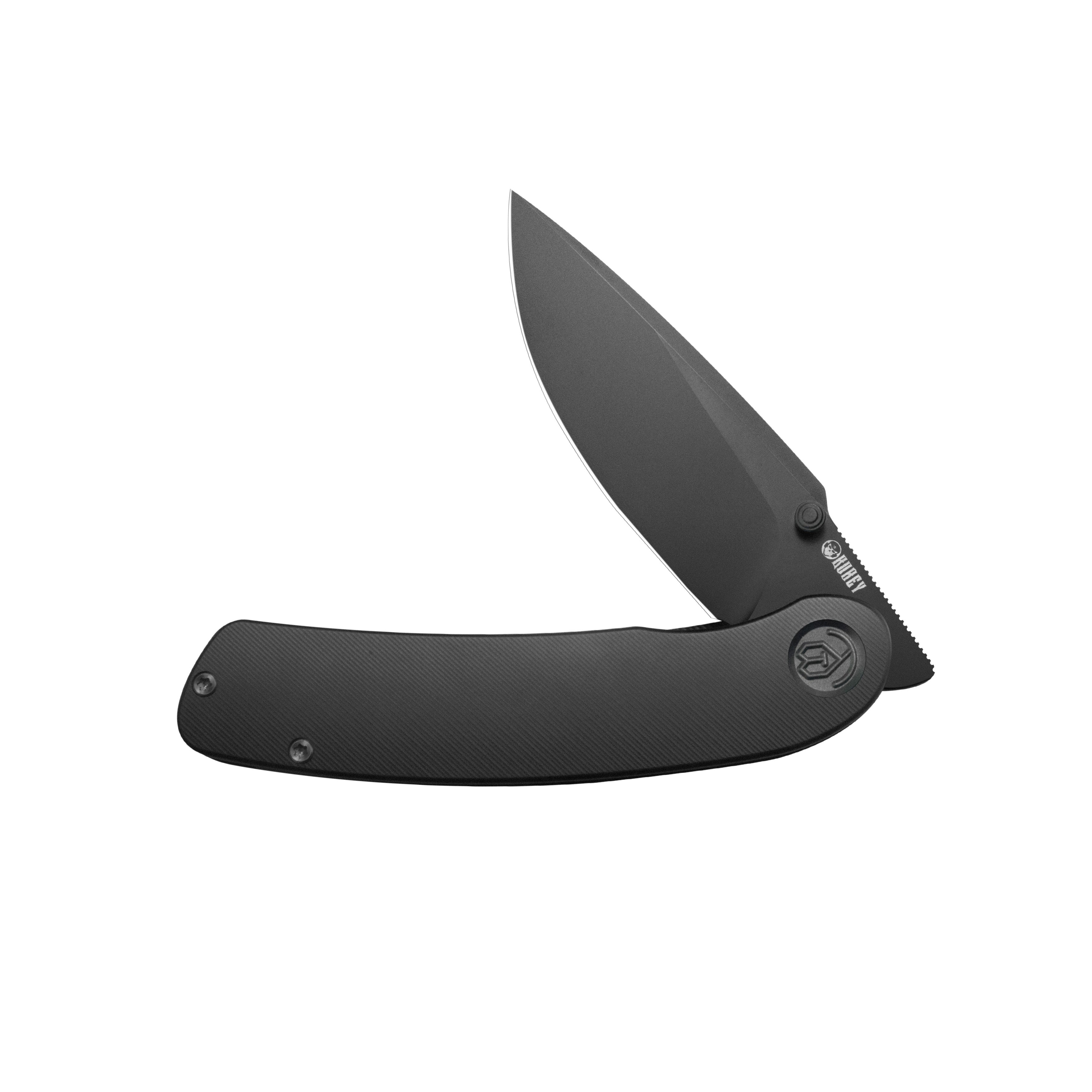 Kubey Momentum Frame Lock Front Flipper Pocket Folding Knife DLC Titanium Handle DLC M390 Blade KB386D