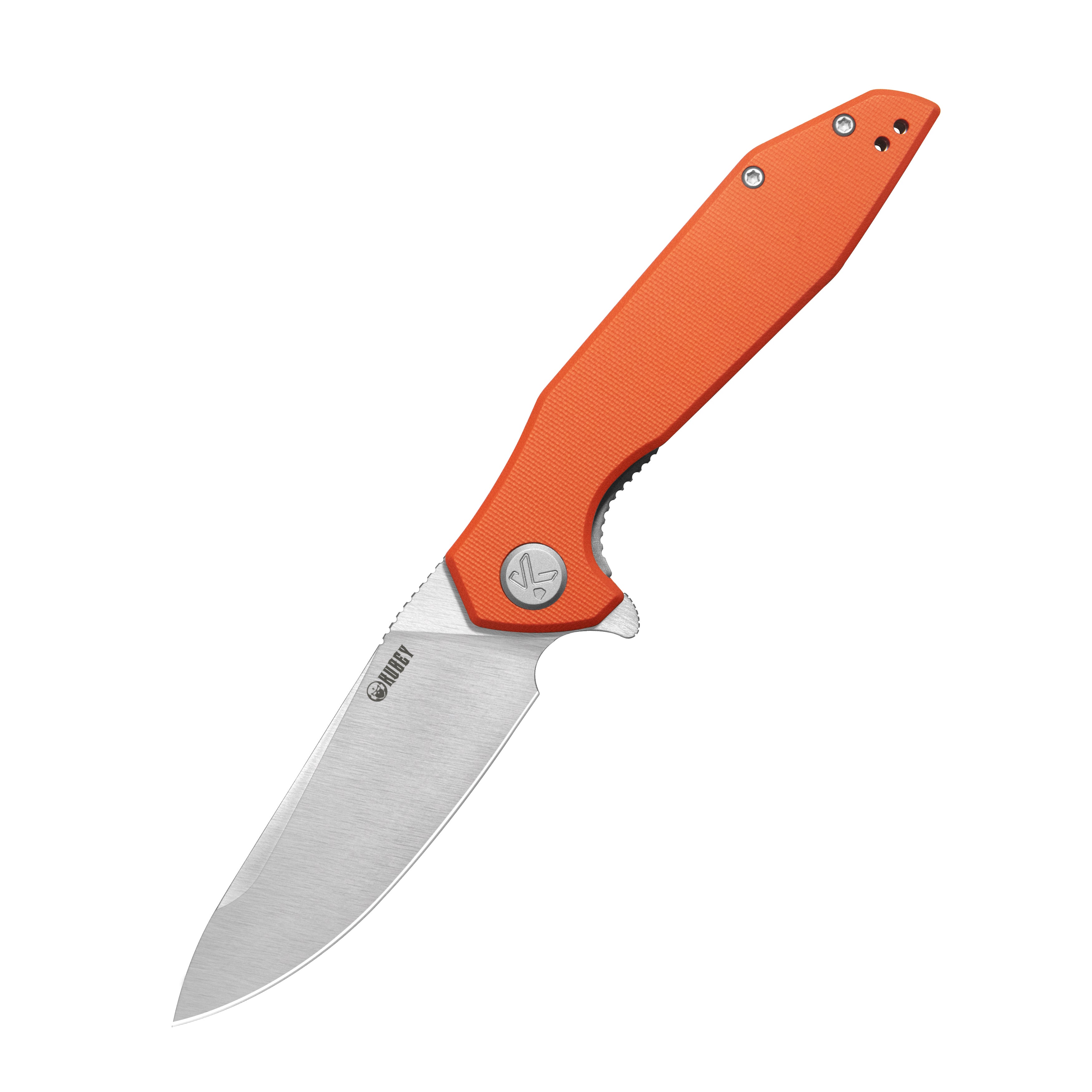 Kubey Nova Liner Lock Flipper Folding Pocket Knife Orange G10 Handle Satin 14C28N KU117M