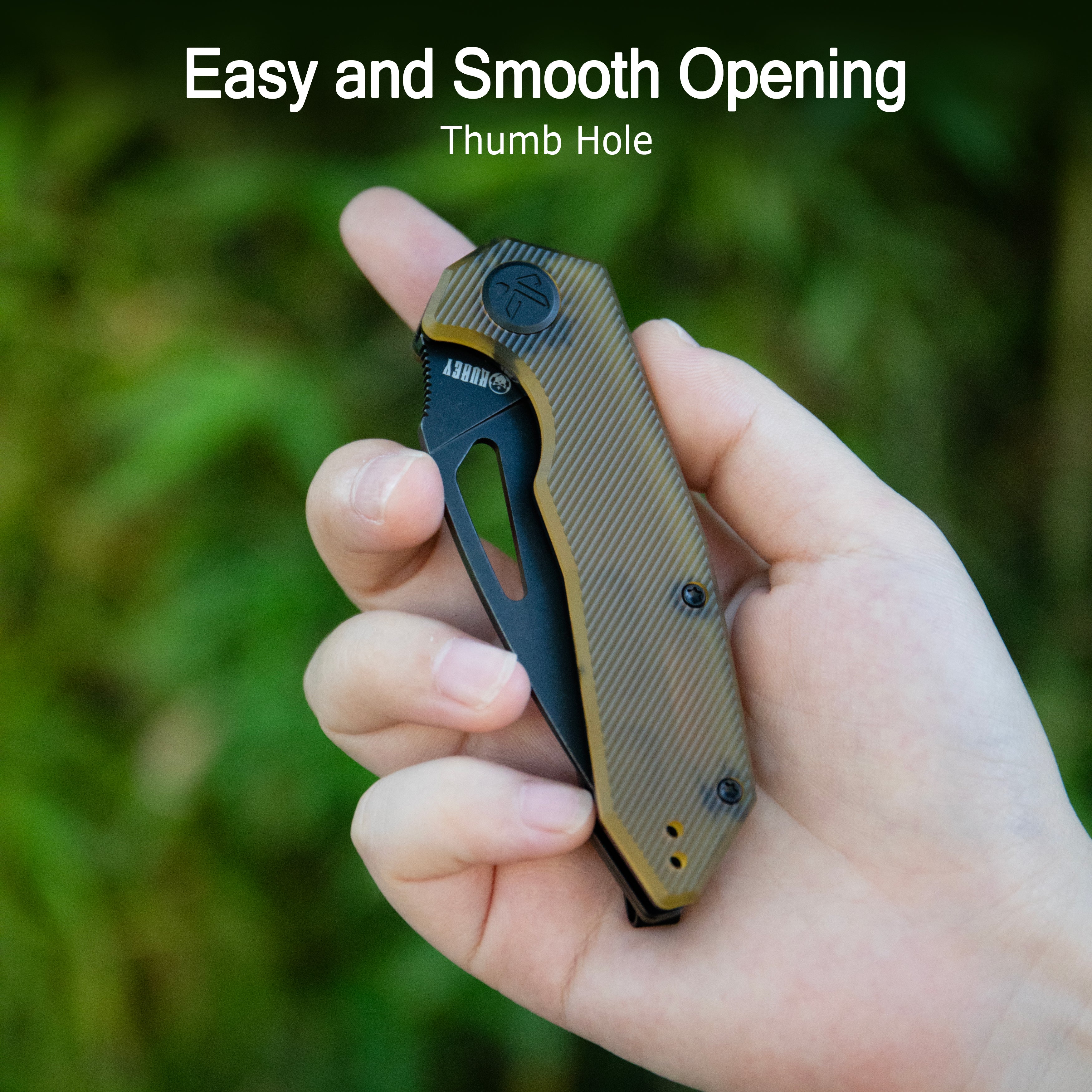 Kubey Coeus Liner Lock Thumb Open Folding Knife Blue G10 Handle EDC knives 3.11" Blackwash 14C28N KU122Y