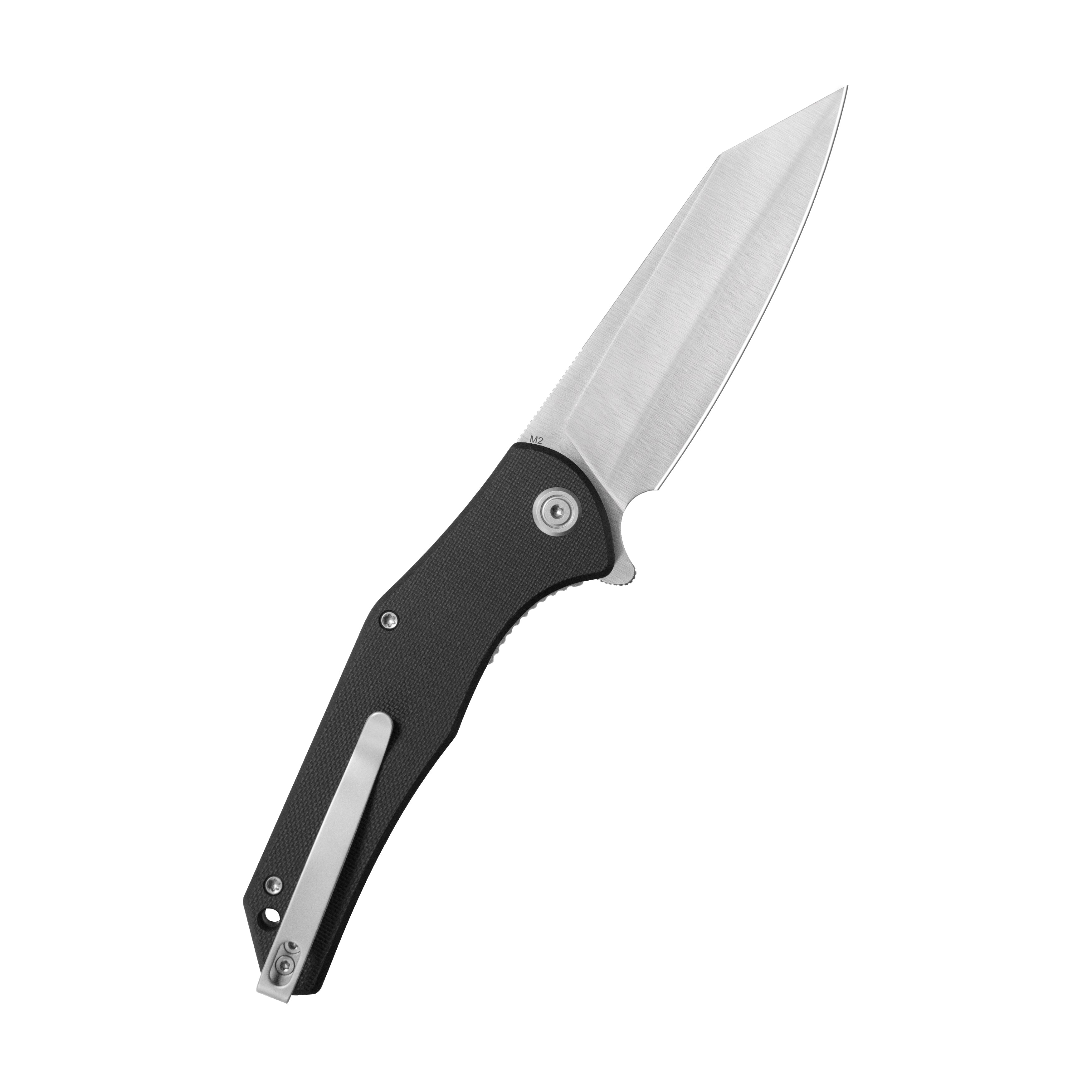 Kubey Flash Liner Lock Flipper Folding Knife Black G10 Handle 3.86" Satin San Mai M2 KU158O