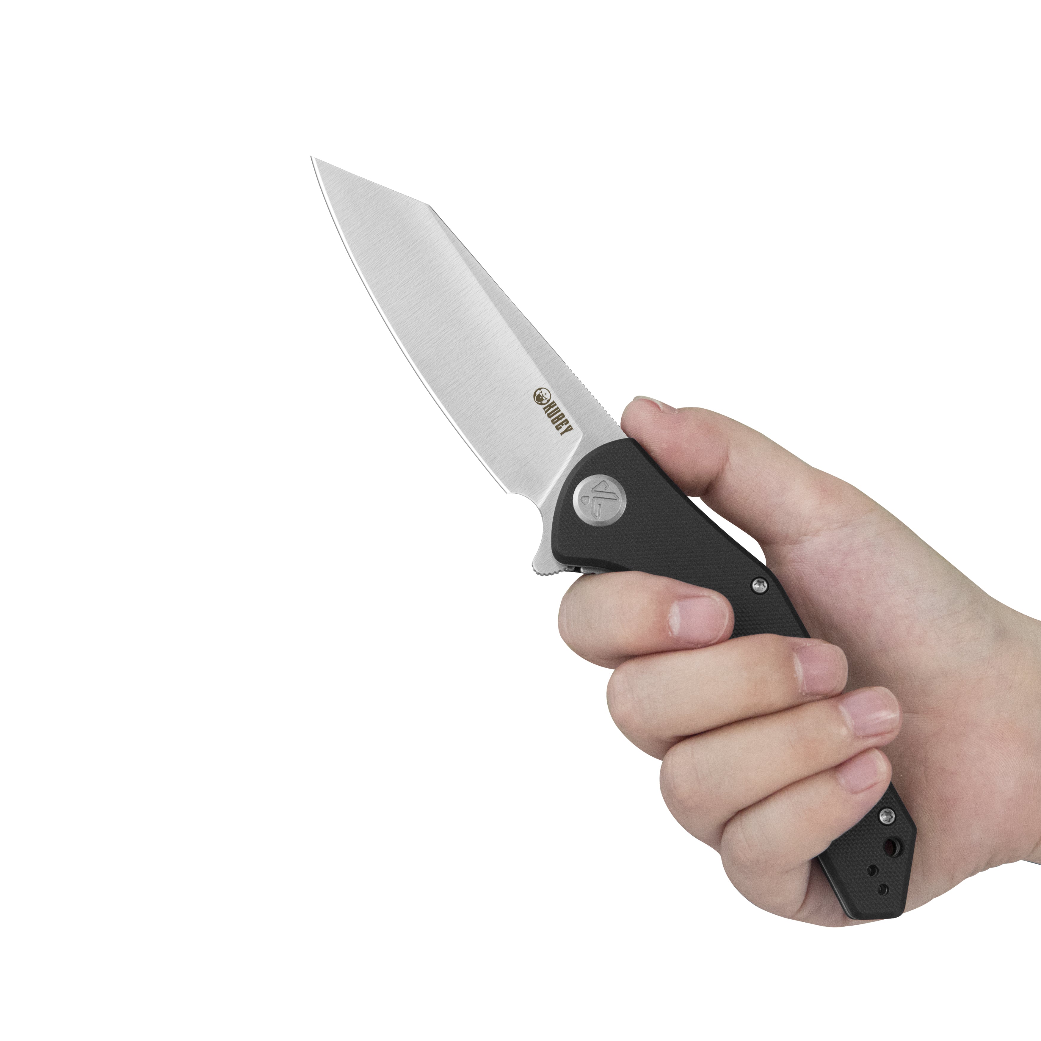 Kubey Flash Liner Lock Flipper Folding Knife Black G10 Handle 3.86" Satin San Mai M2 KU158O