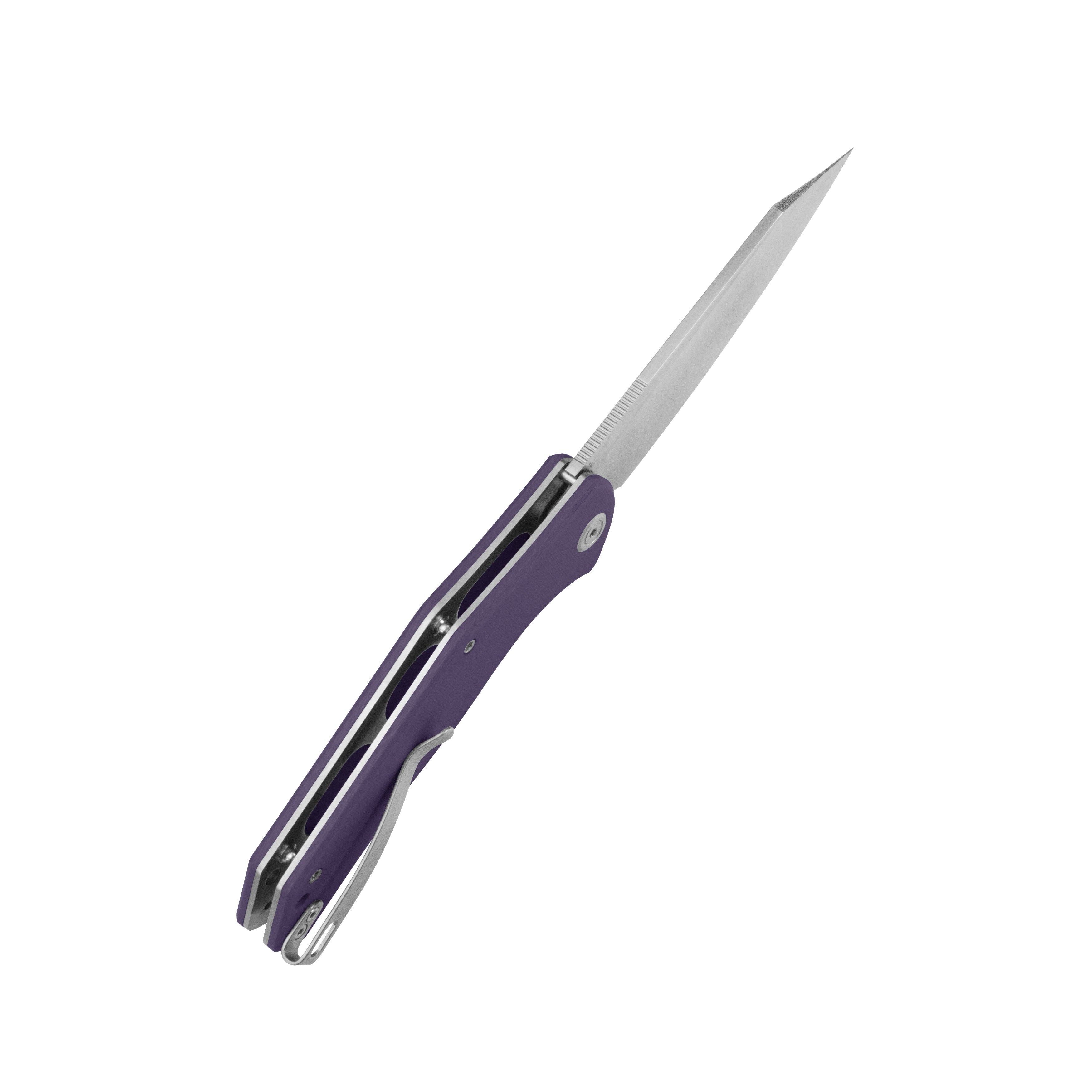 Kubey Flash Liner Lock Flipper Folding Knife Purple G10 Handle 3.86" Satin San Mai M2 KU158P