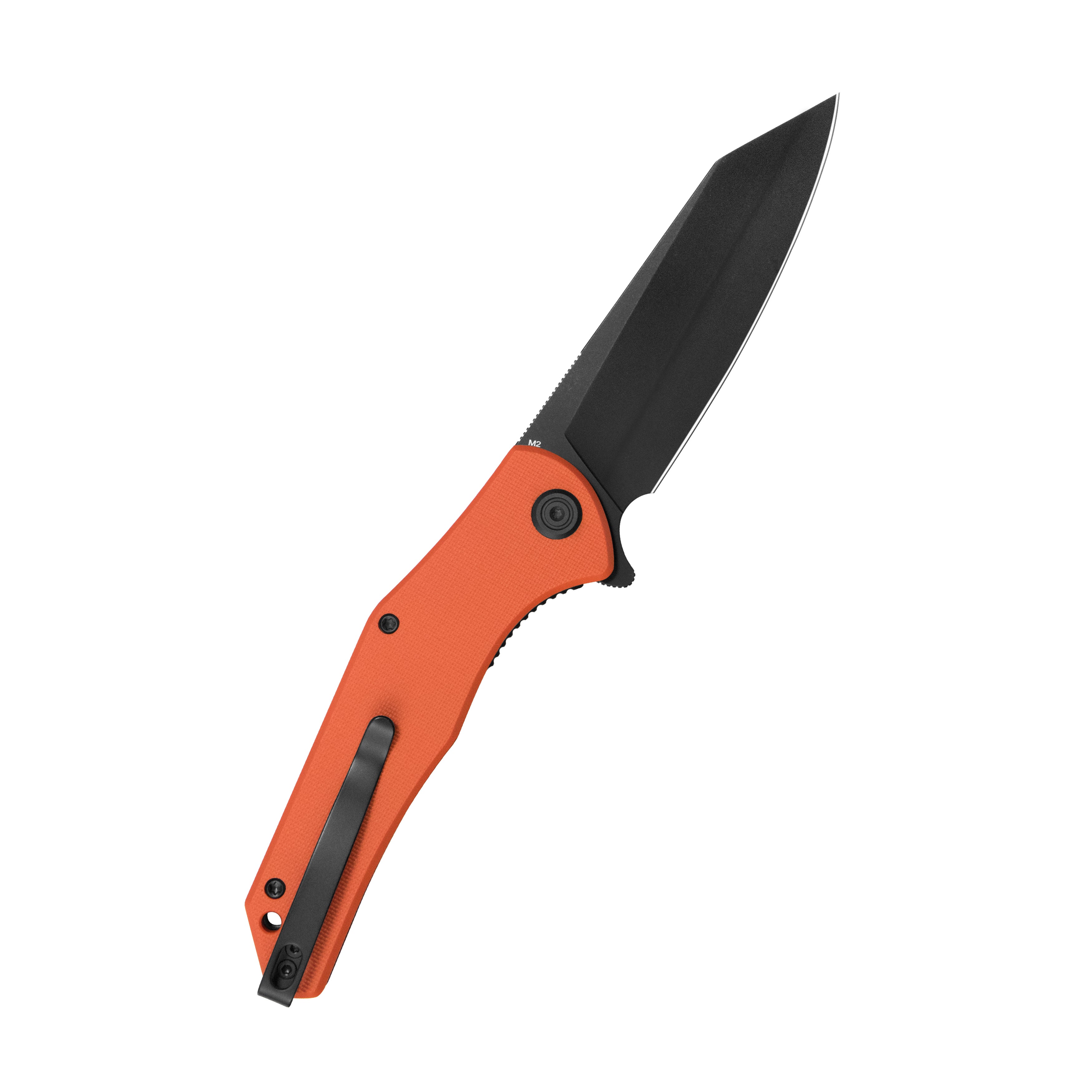 Kubey Flash Liner Lock Flipper Folding Knife Orange G10 Handle 3.86" Blackwash San Mai M2 KU158Q