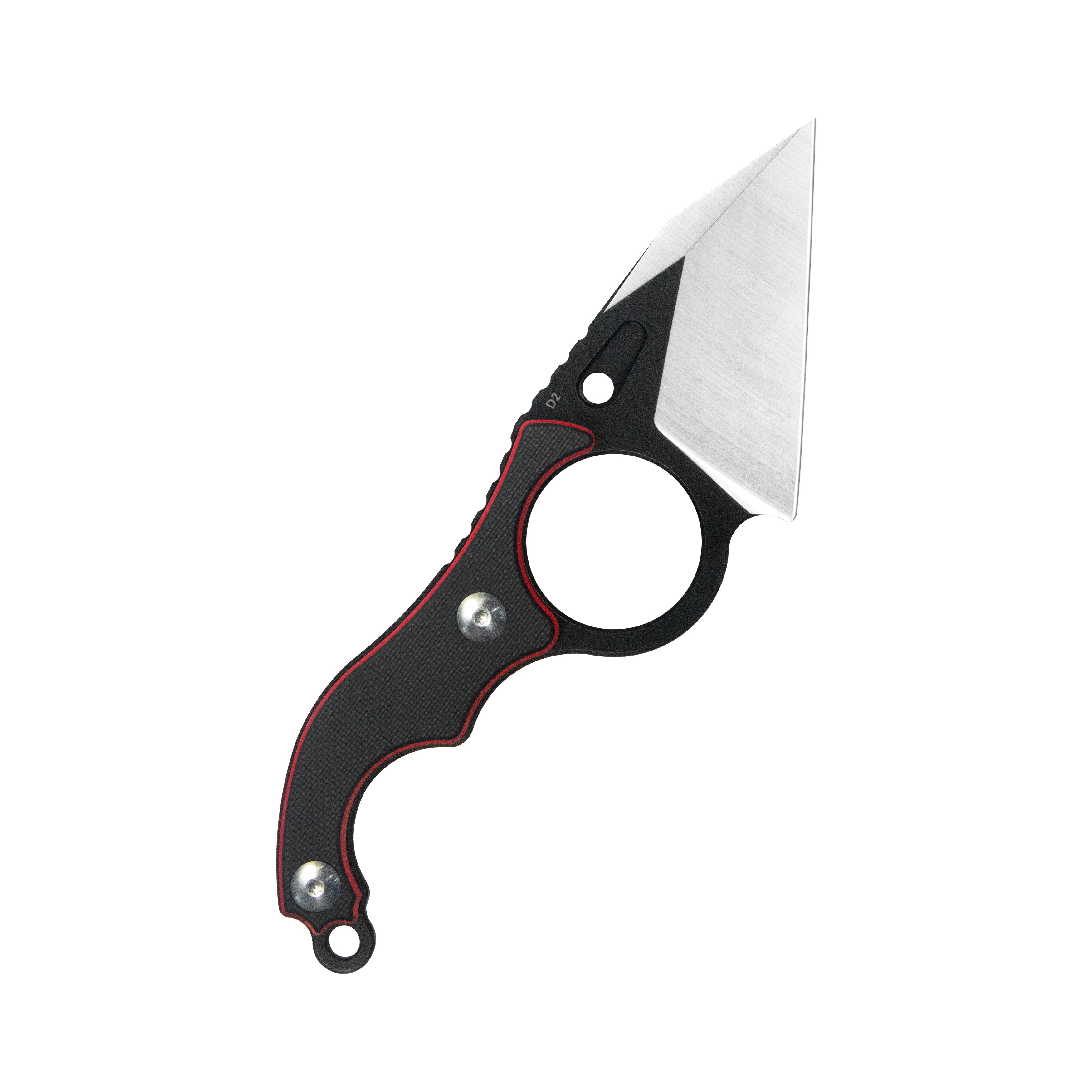 Hippocam EDC Fixed Blade Knife Black G10 Handle 2.3" Satin D2 KU166