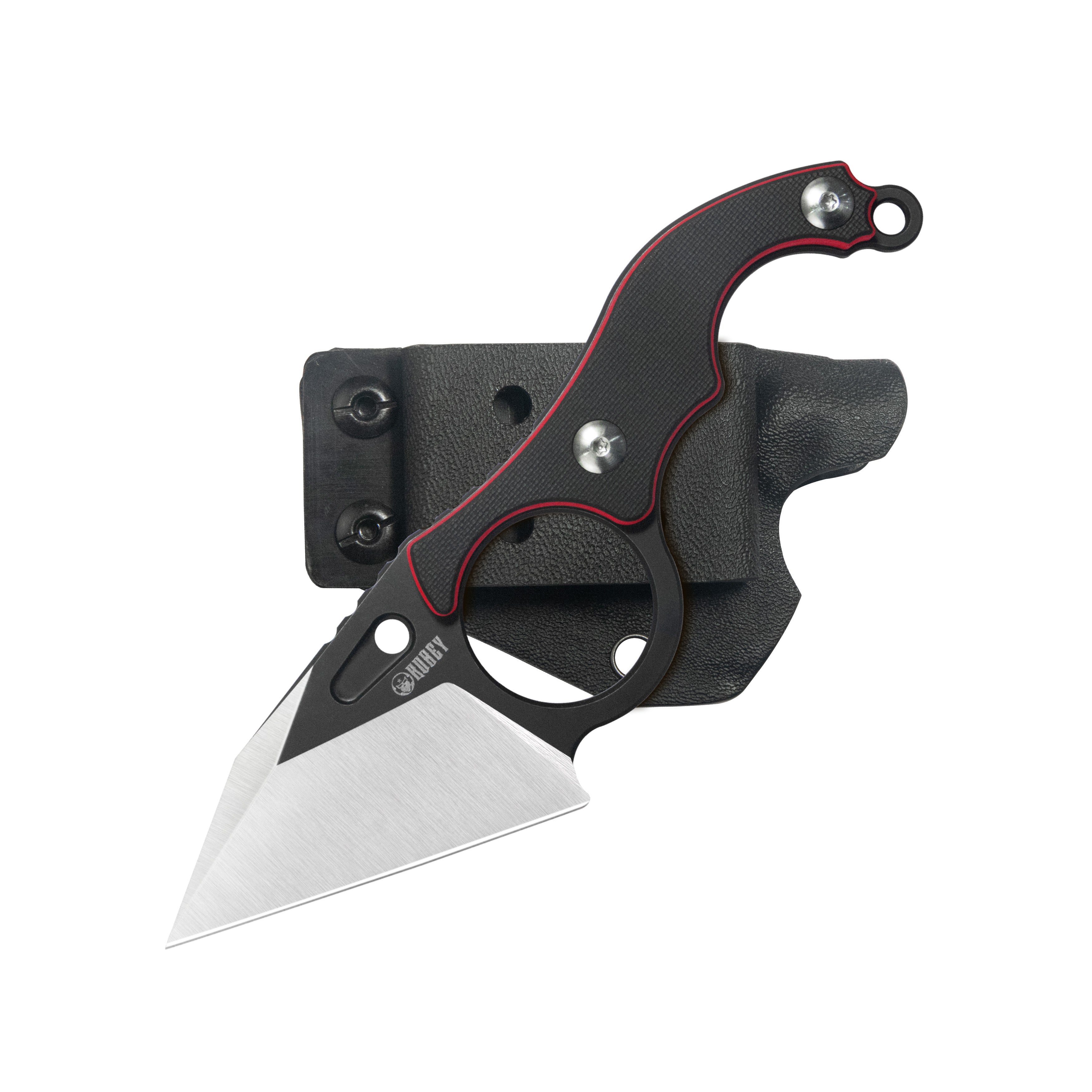 Hippocam EDC Fixed Blade Knife Black G10 Handle 2.3" Satin D2 KU166