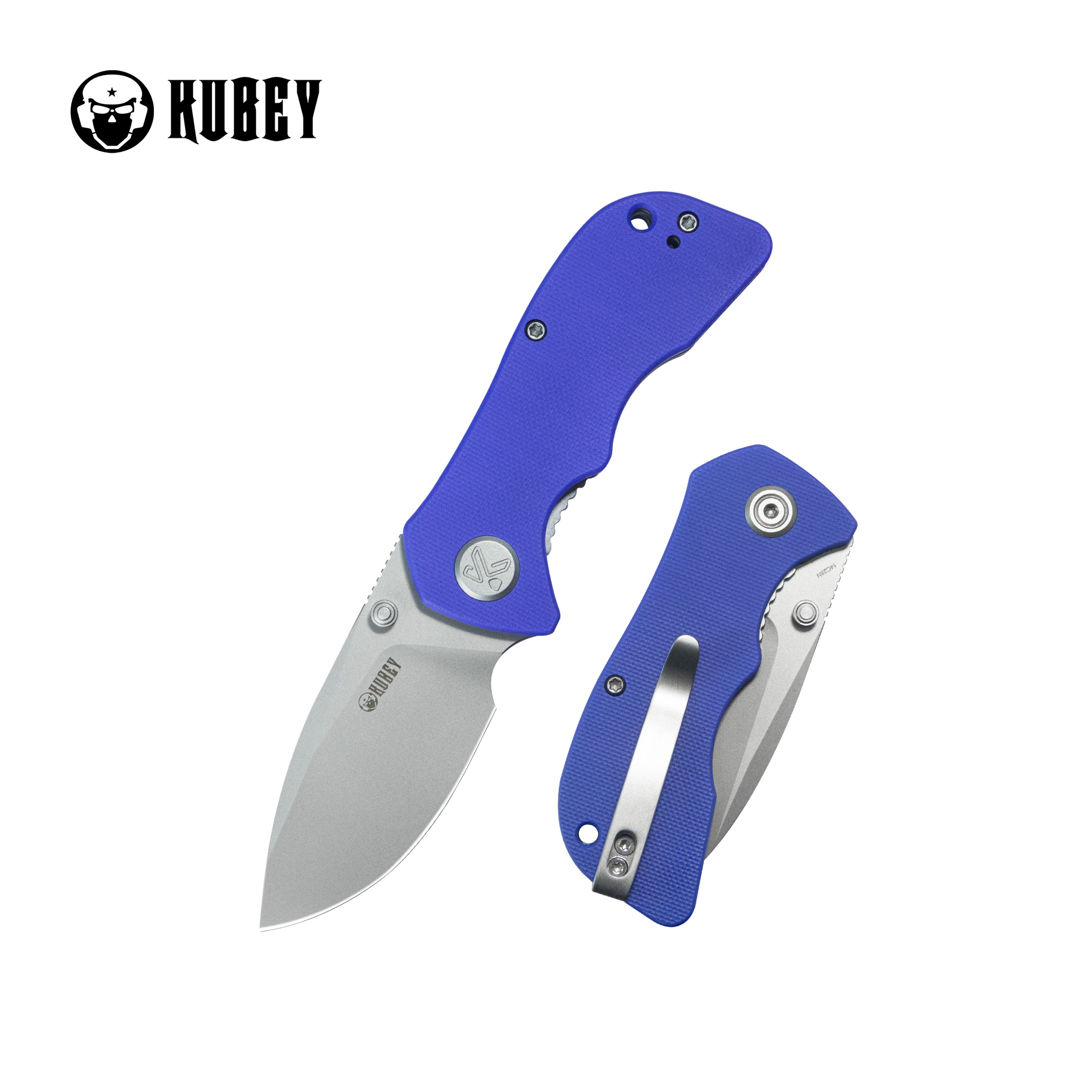 Kubey Karaji Liner Lock Dual Thumb Studs Open Folding Pocket Knife Blue G-10 Handle 2.56" Beadblast 14C28N KU180R