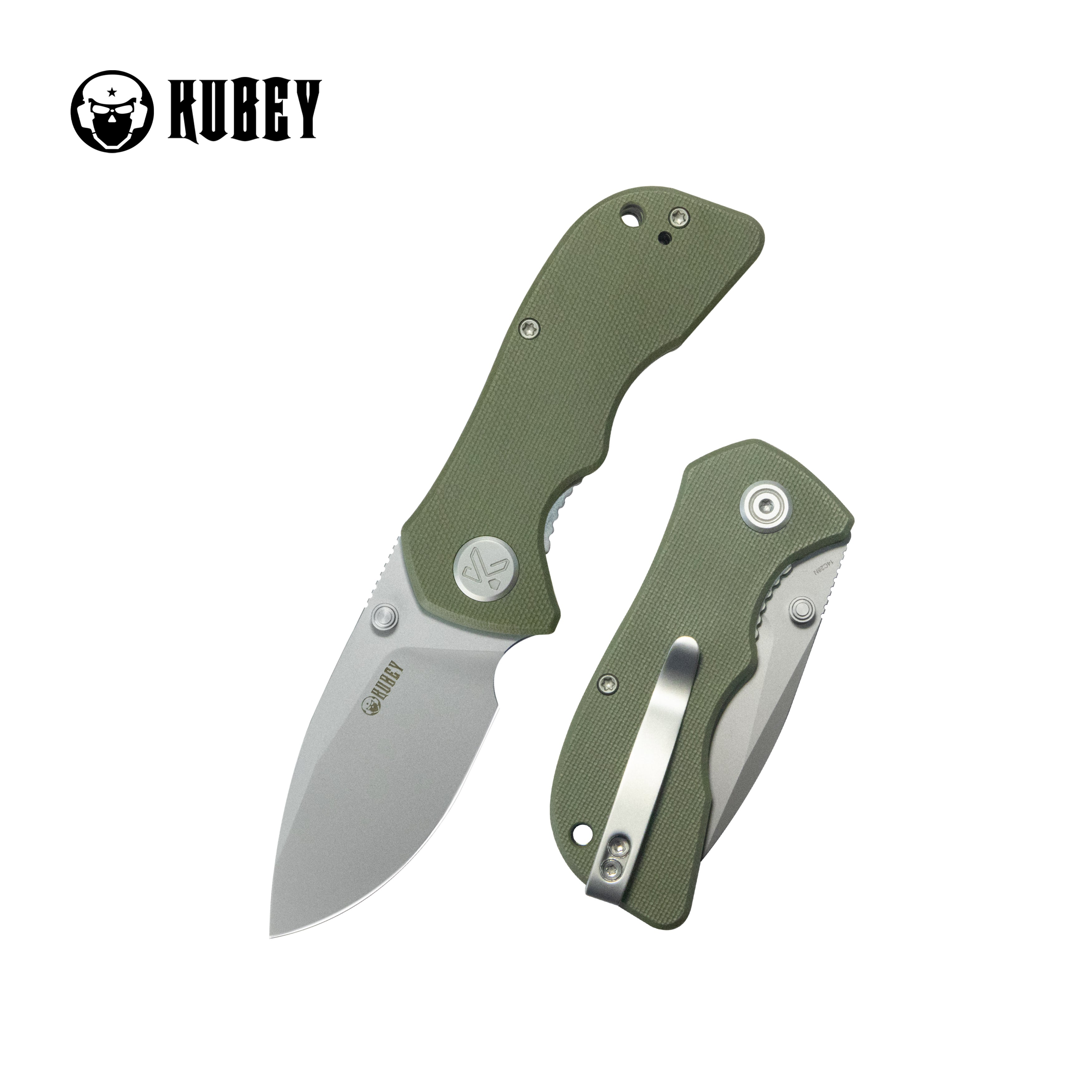 Kubey Karaji Liner Lock Dual Thumb Studs Open Folding Pocket Knife Green G-10 Handle 2.56" Beadblast 14C28N KU180S