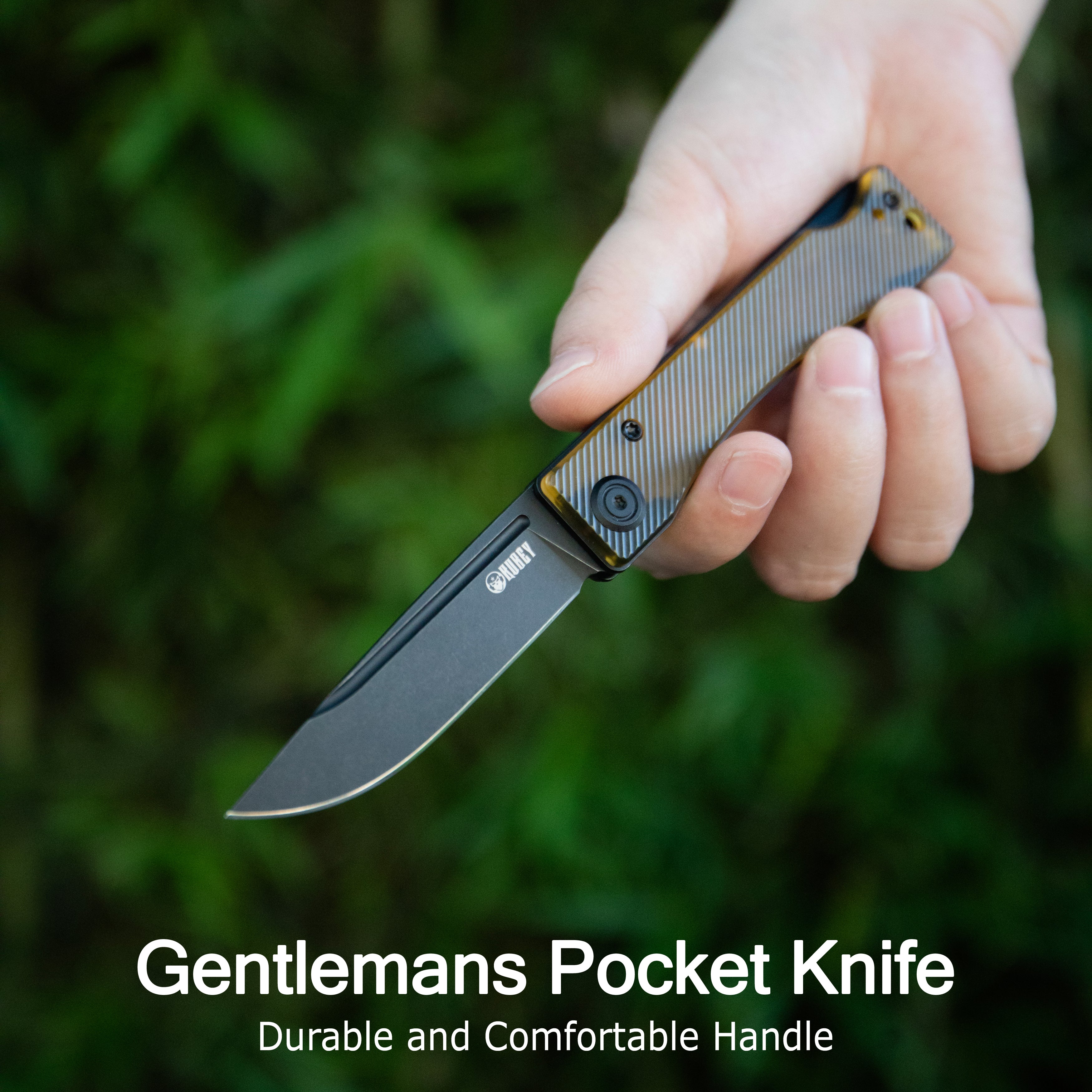 Kubey Akino Lockback Pocket Folding Knife Red G10 Handle 3.15" Blackwashed Sandvik 14C28N KU2102C