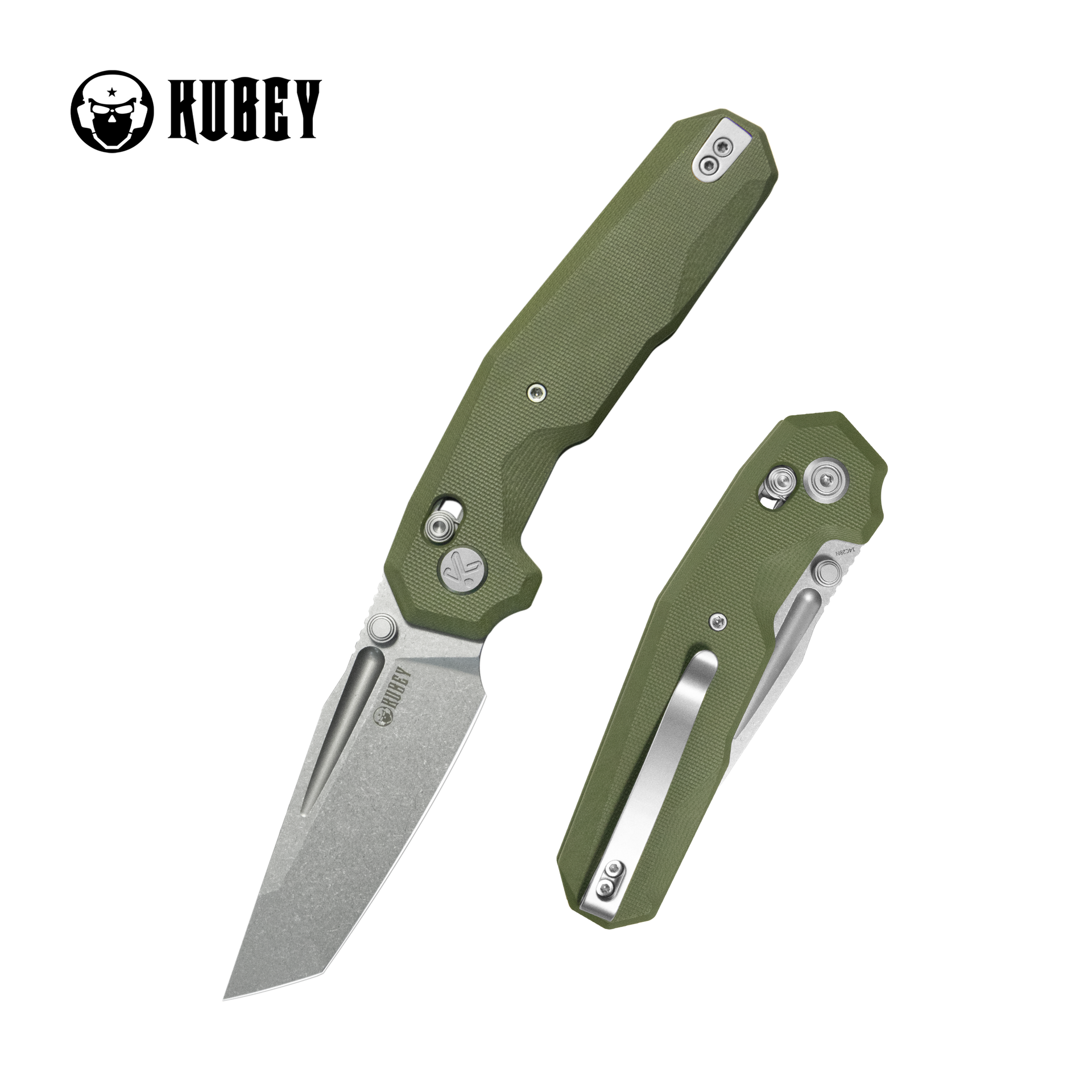 Kubey Carve Crossbar Lock Tactical Folding Knife Green G10 Handle 3.27