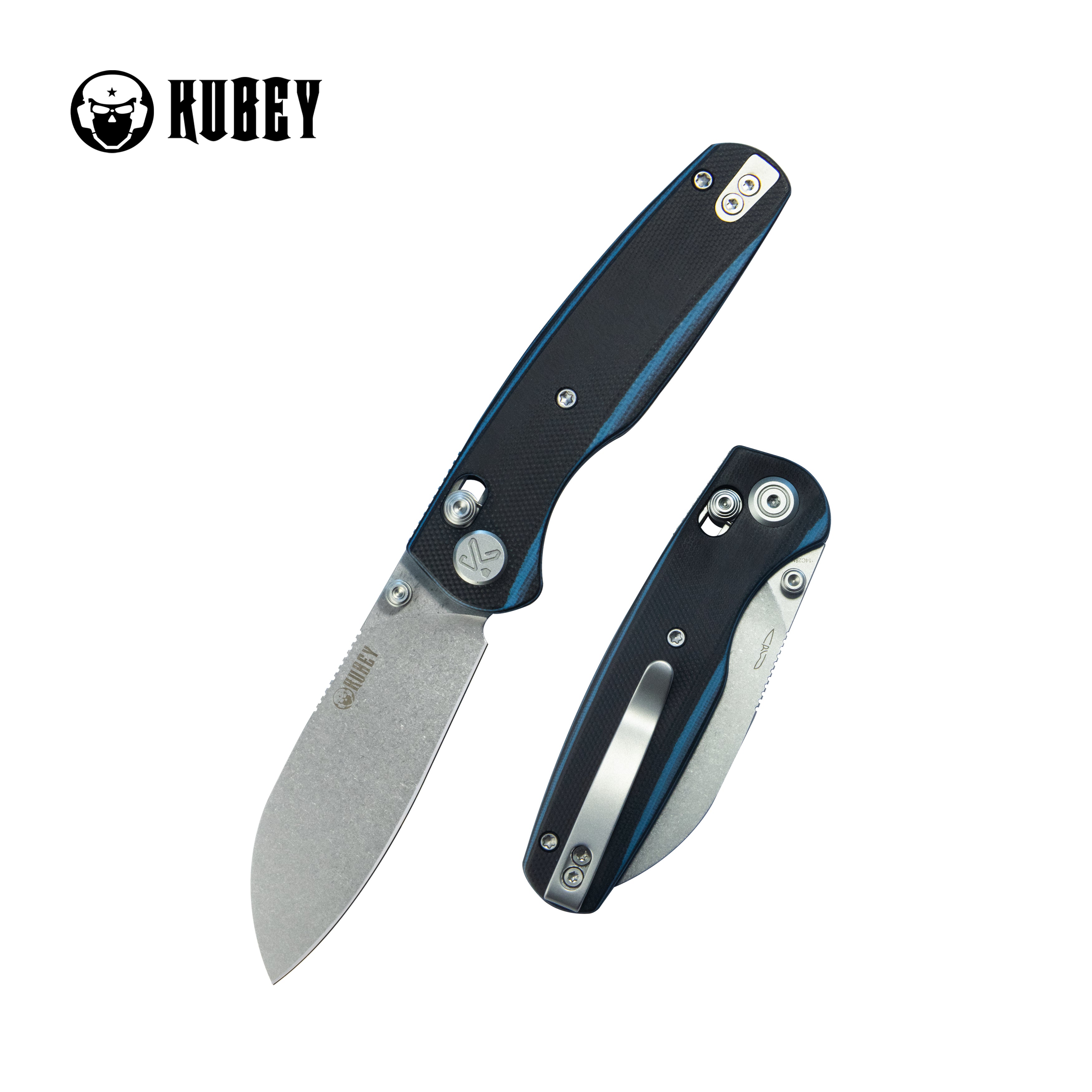Breeze Every Carry Pocket Knife Crossbar Lock Black Blue G10 Handle 3.03" Stonewash 14C28N Blade KU288D