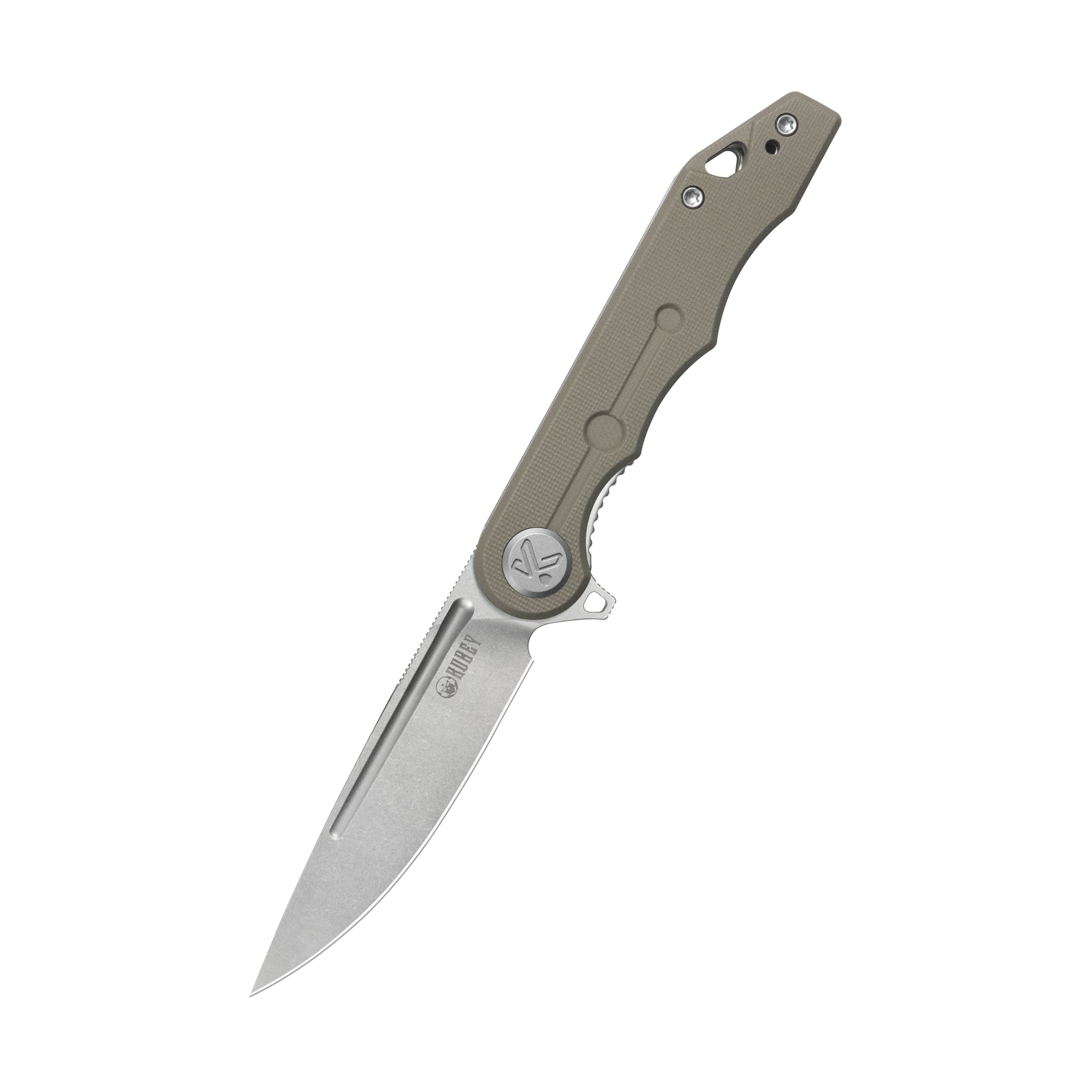 Mizo Liner Lock Flipper Folding Knife Khaki G10 Handle 3.15" Beadblast 14C28N KU312S