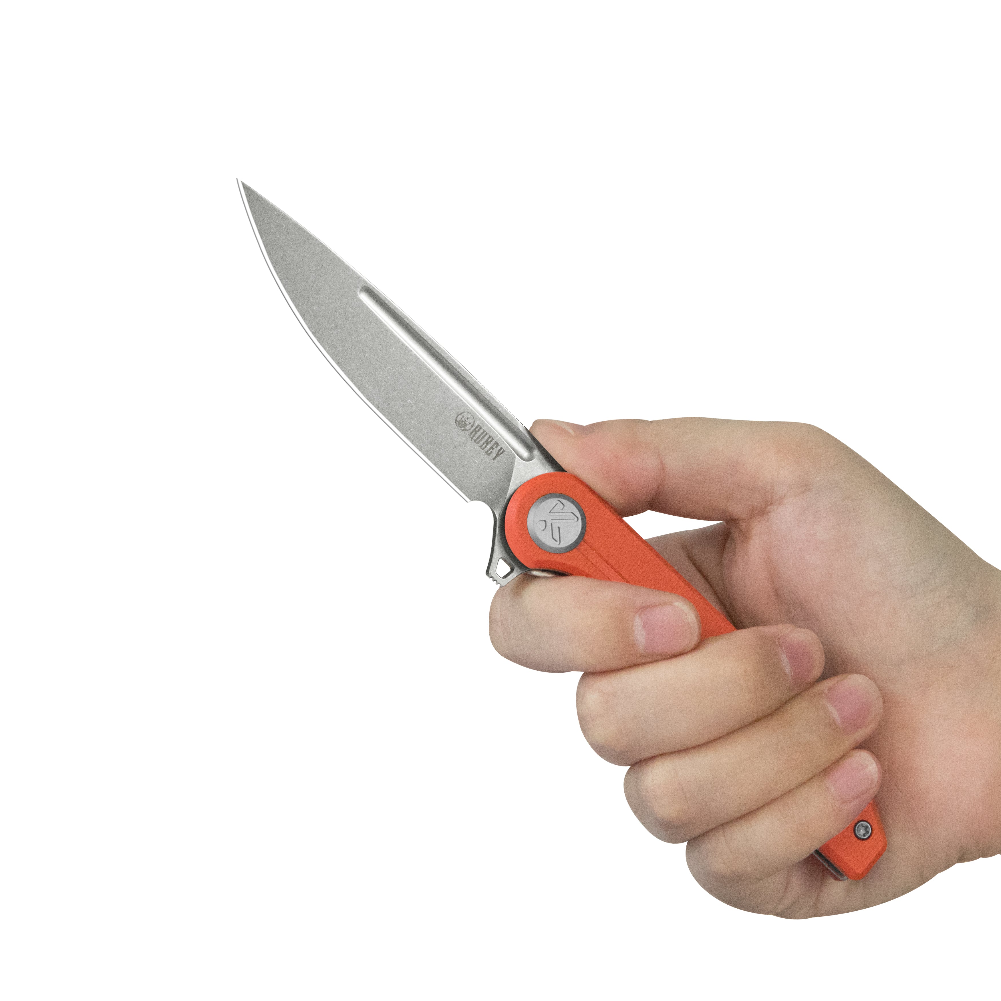 Mizo Liner Lock Flipper Folding Knife Orange G10 Handle 3.15" Beadblast 14C28N KU312U