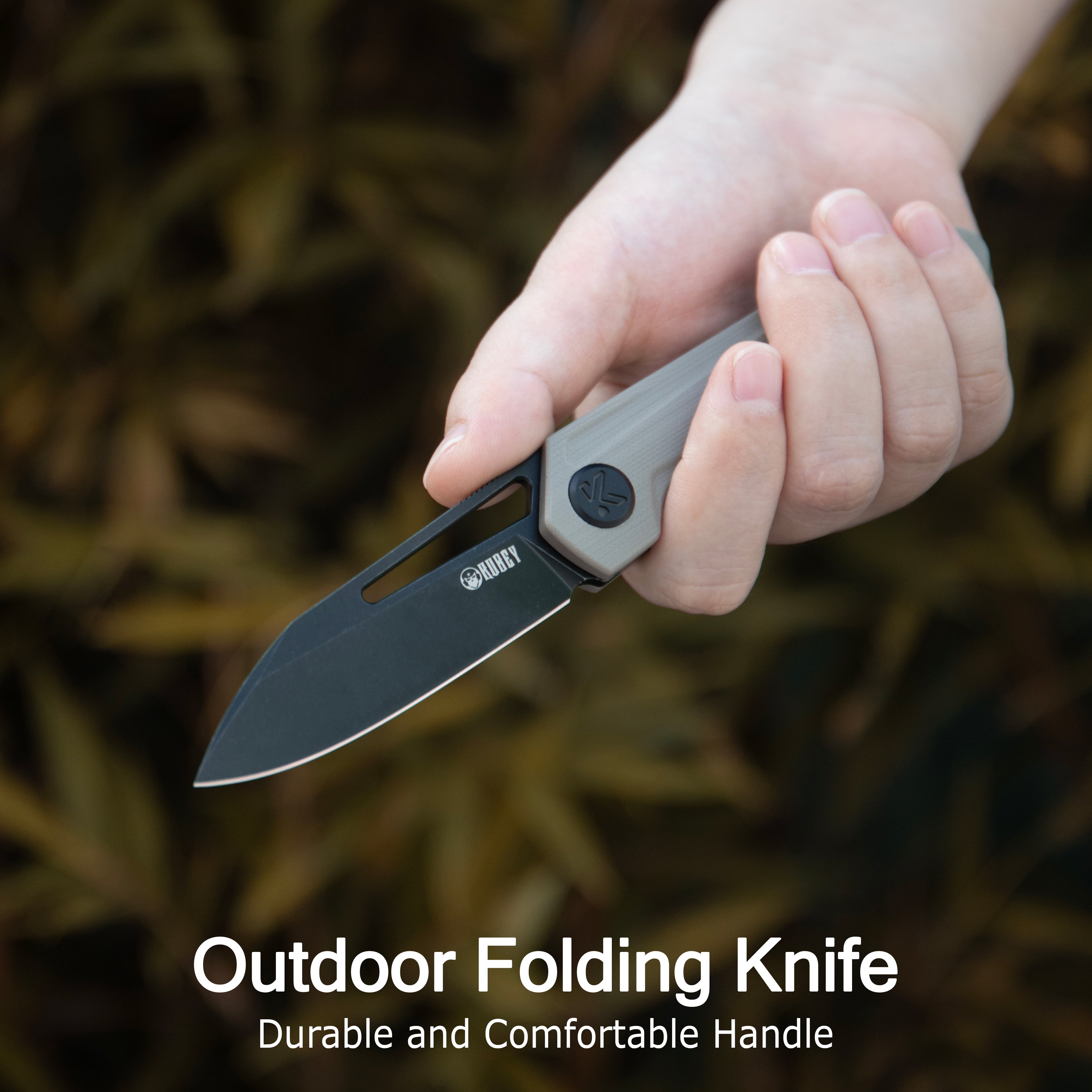 Kubey Royal CM Designs EDC Pocket Knife Front Flipper Green G10 Handle 2.99" Blackwash 14C28N KU321W
