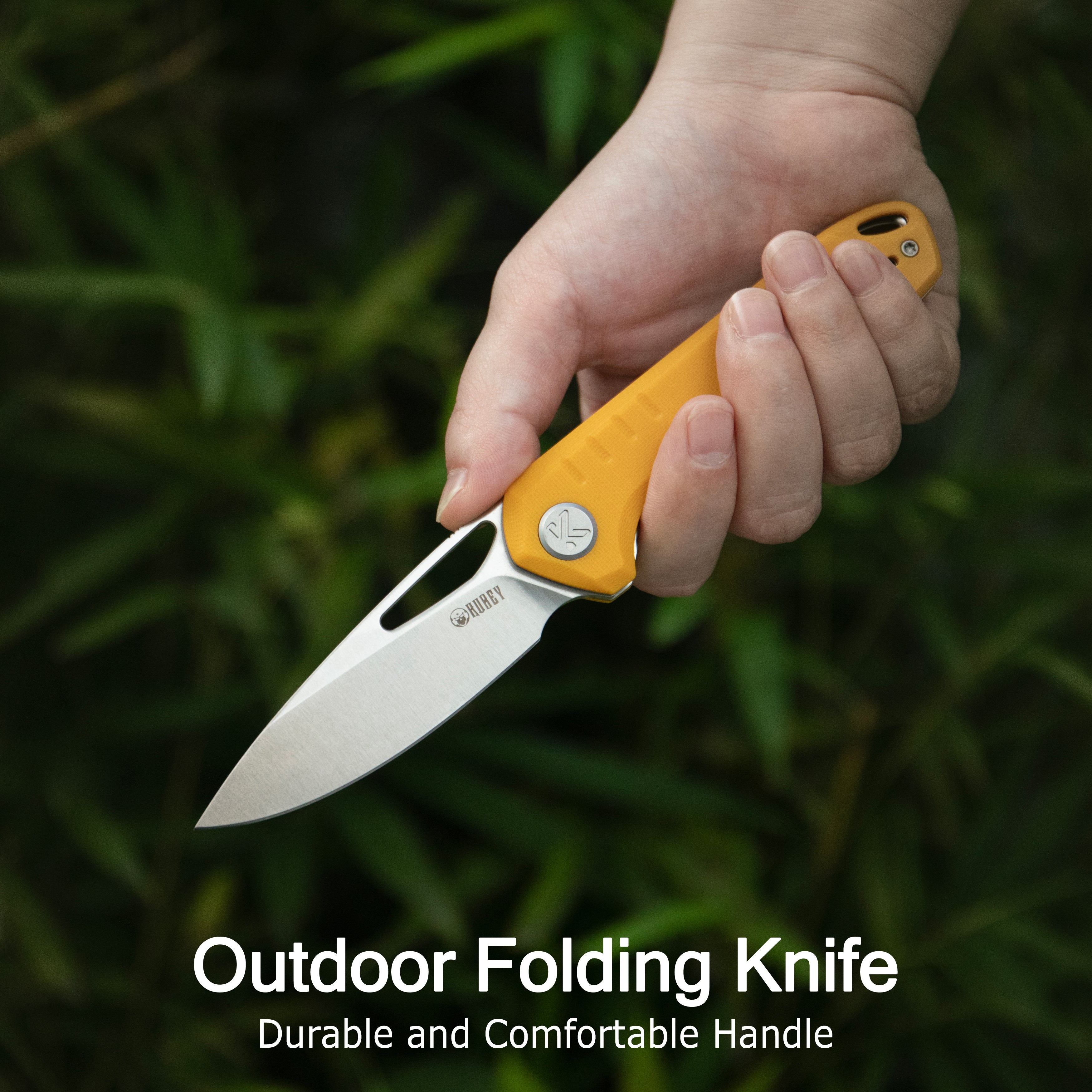Doris Liner Lock Front Flipper Folding Knife Yellow G10 Handle 3.27" Satin Finish 14C28N KU324J