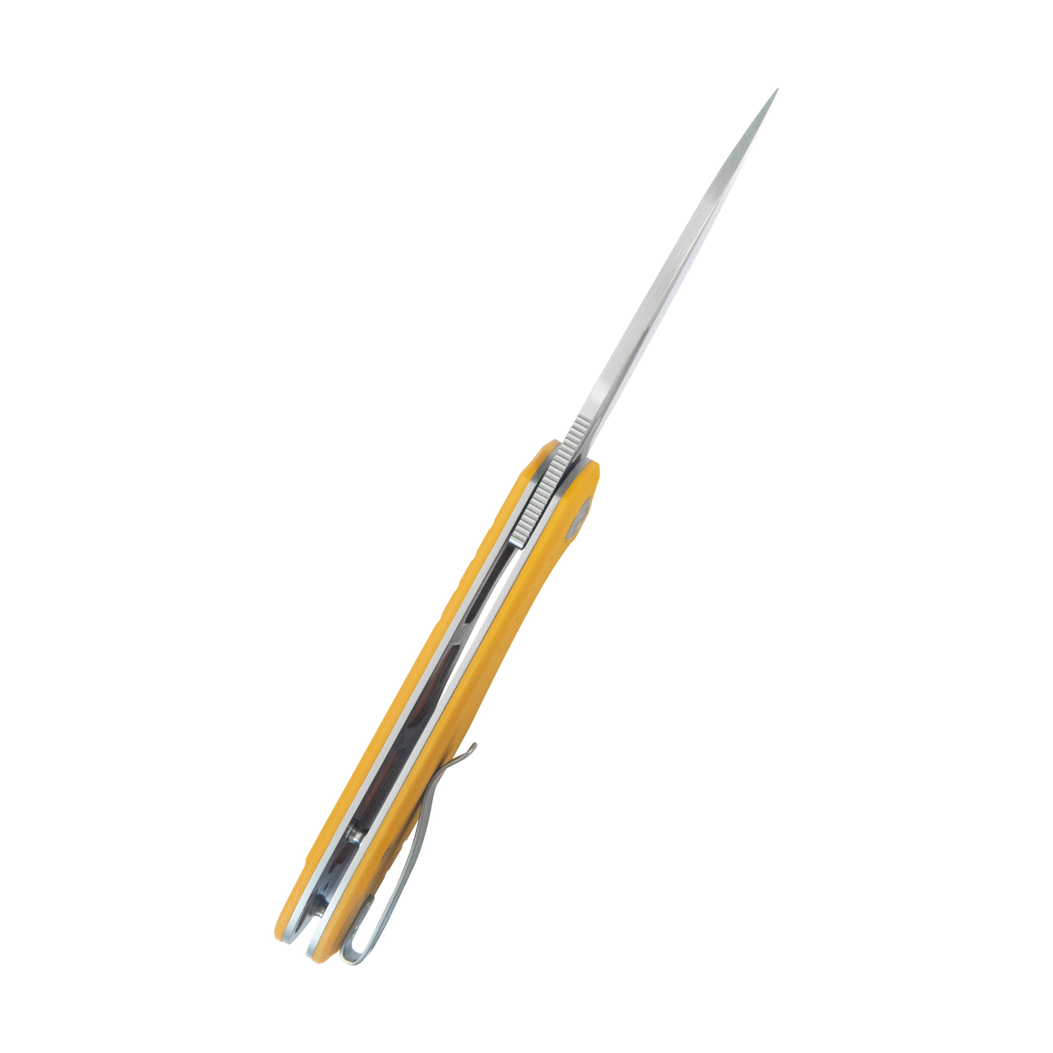 Doris Liner Lock Front Flipper Folding Knife Yellow G10 Handle 3.27" Satin Finish 14C28N KU324J