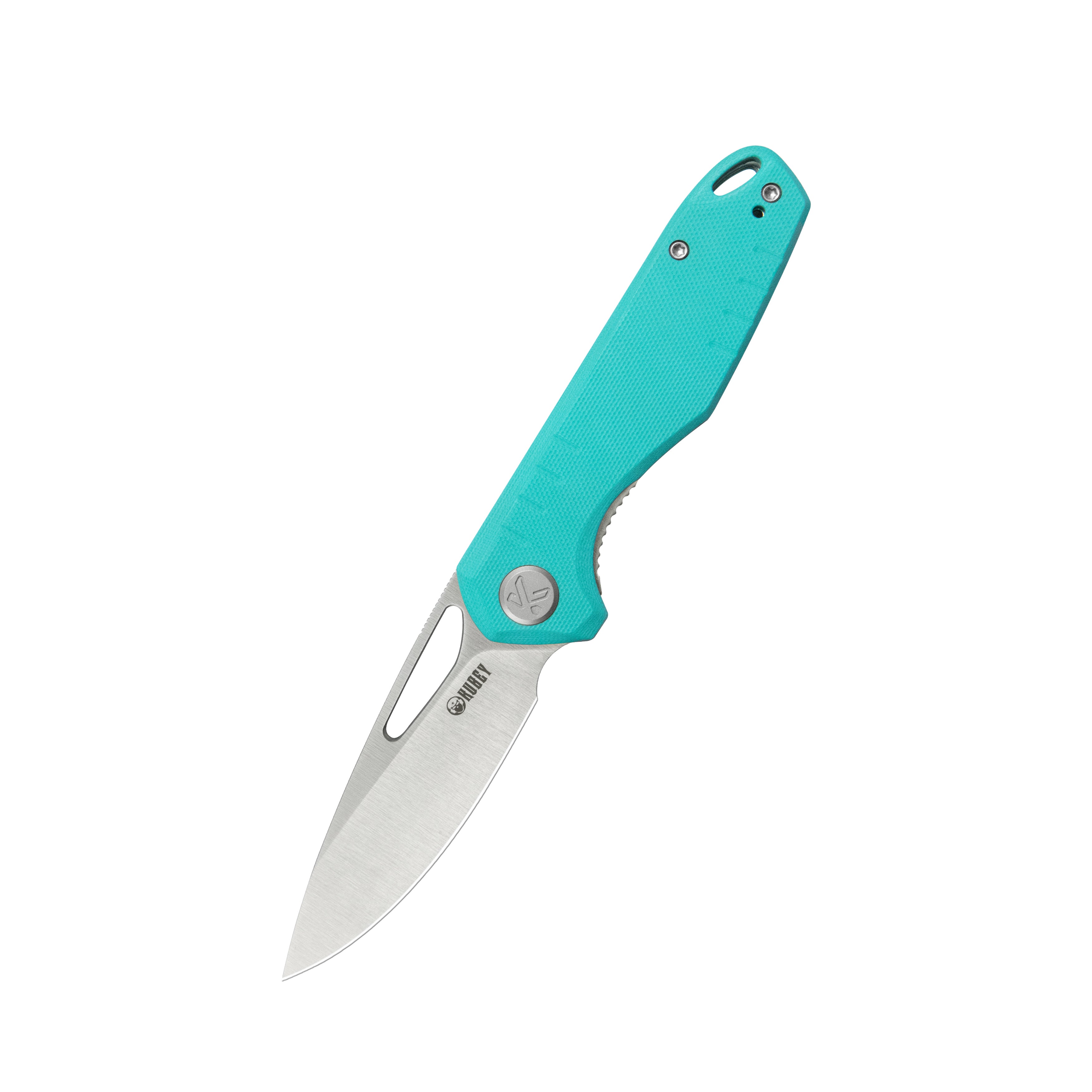 Kubey Doris Liner Lock Front Flipper Folding Knife Tiffany Blue G10 Handle 3.27" Satin Finish 14C28N KU324K
