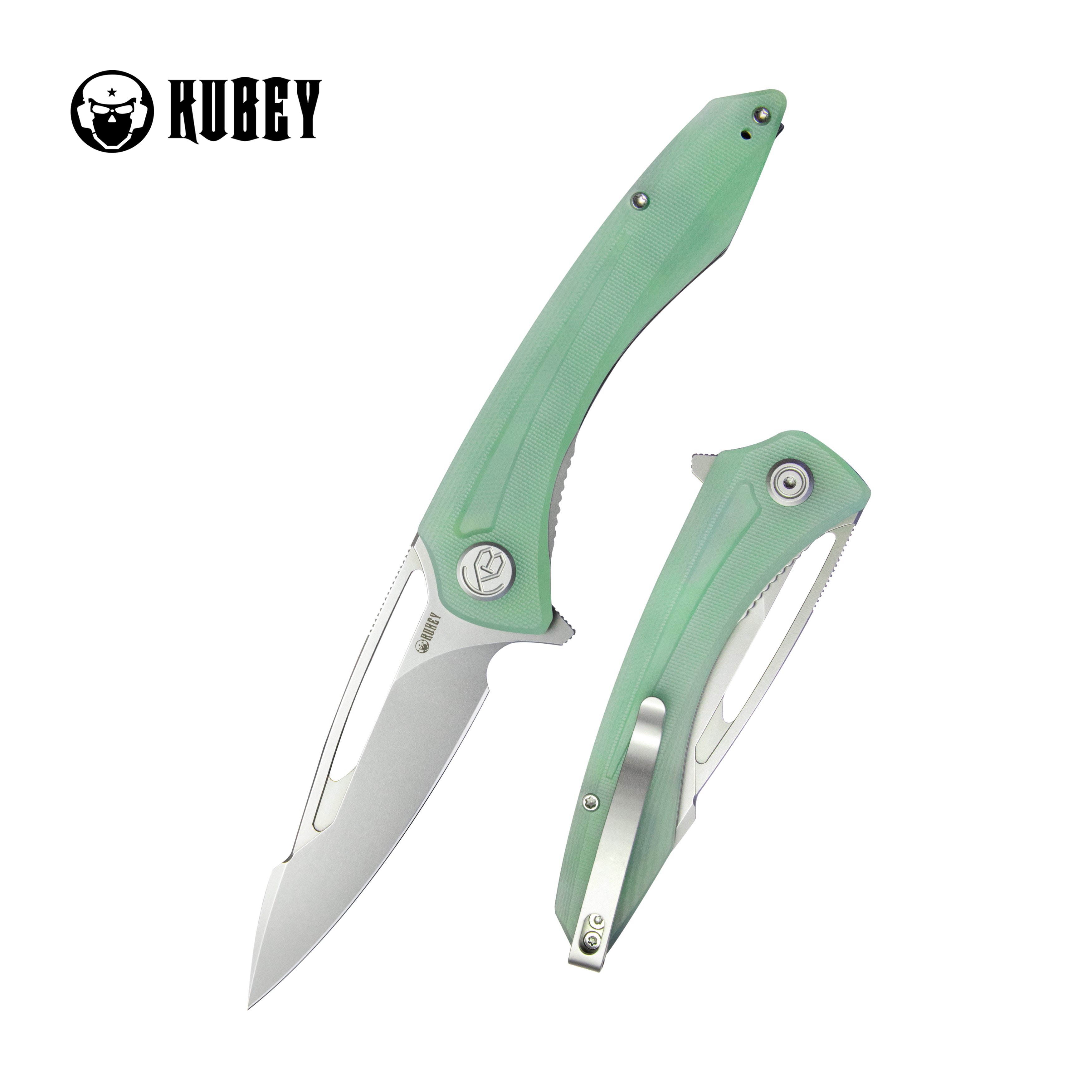 Merced Folding Knife 3.46" Beadblasted AUS-10 Blade With Durable Jade G10 Handle Reliable Tactical Pocket Knife KU345D