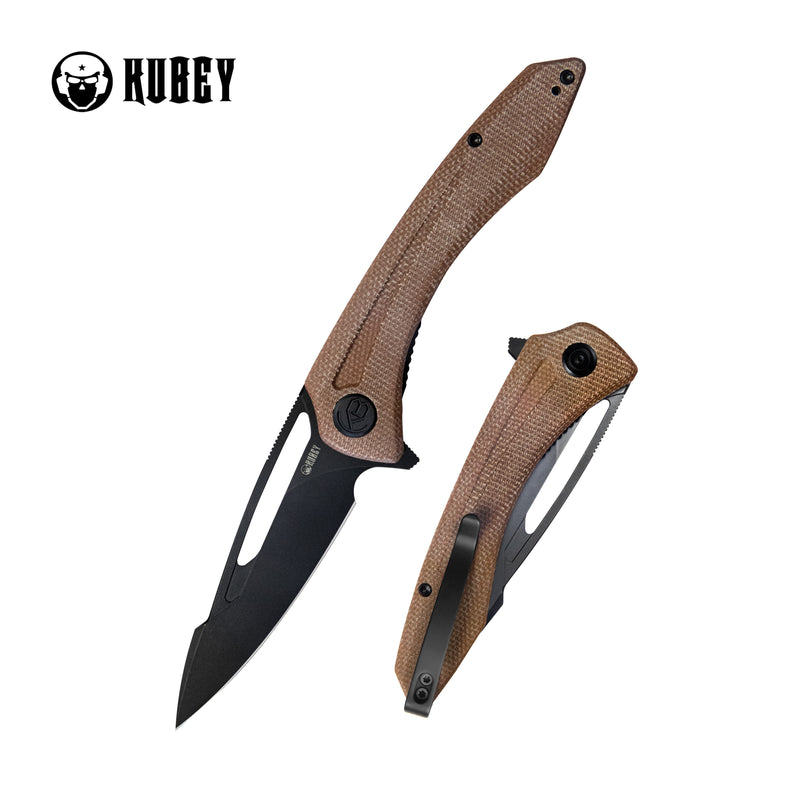 Merced Folding Knife 3.46" Blackwash AUS-10 Blade With Durable Tan Micarta Handle Reliable Tactical Pocket Knife KU345E