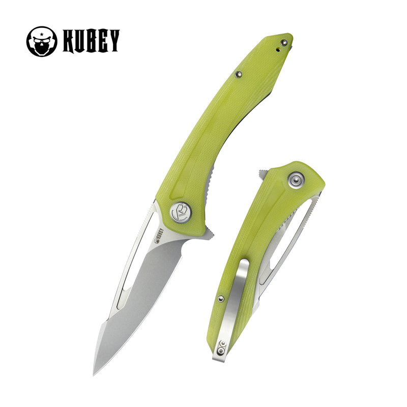 Merced Folding Knife 3.46" Beadblasted AUS-10 Blade With Durable Translucent Yellow G10 Handle Reliable Tactical Pocket Knife KU345H